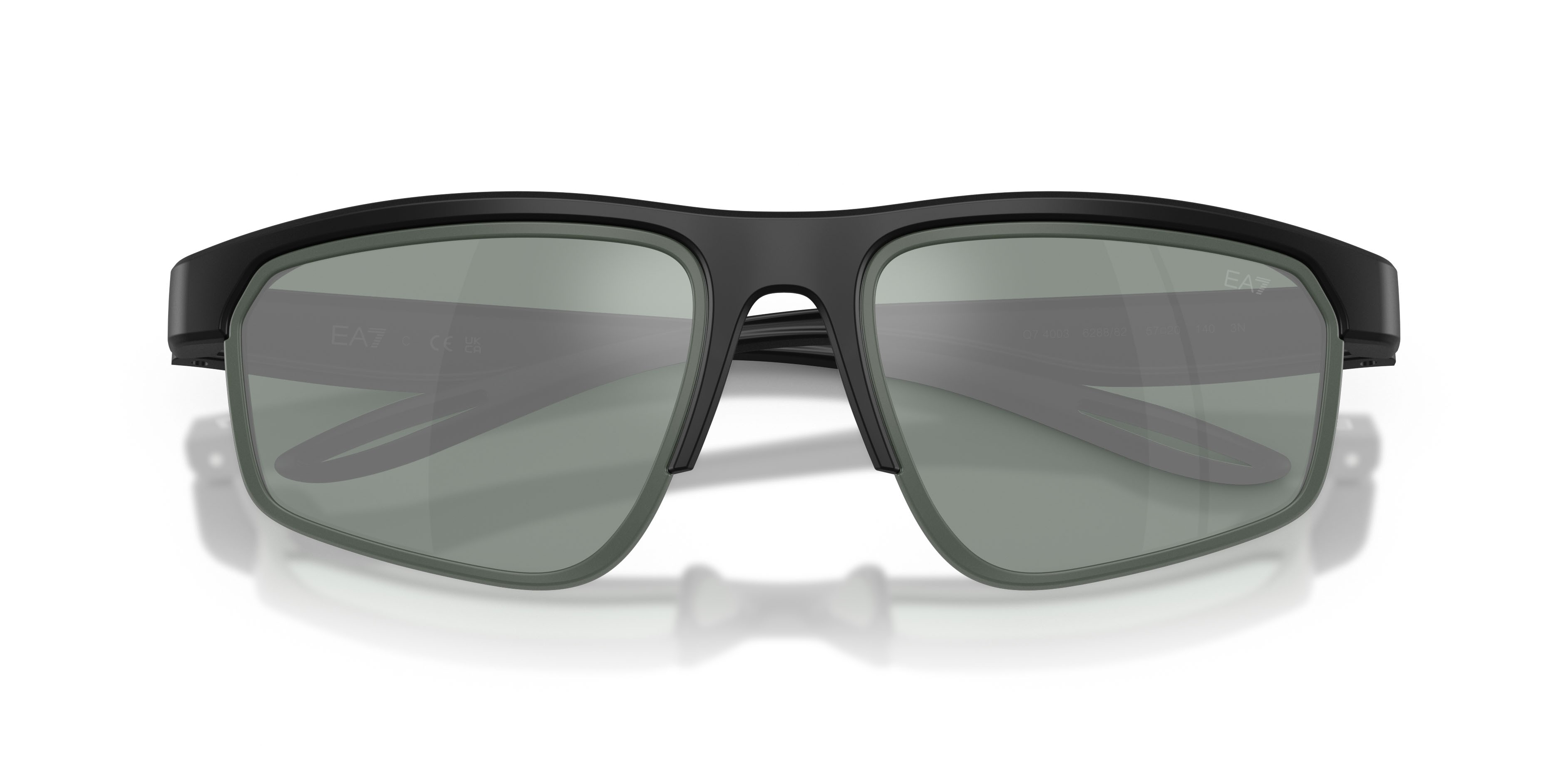 Sunglasses EA7 Q7 4003 (628882) color nero opaco shape rectangle lenses petrol green mirror silver