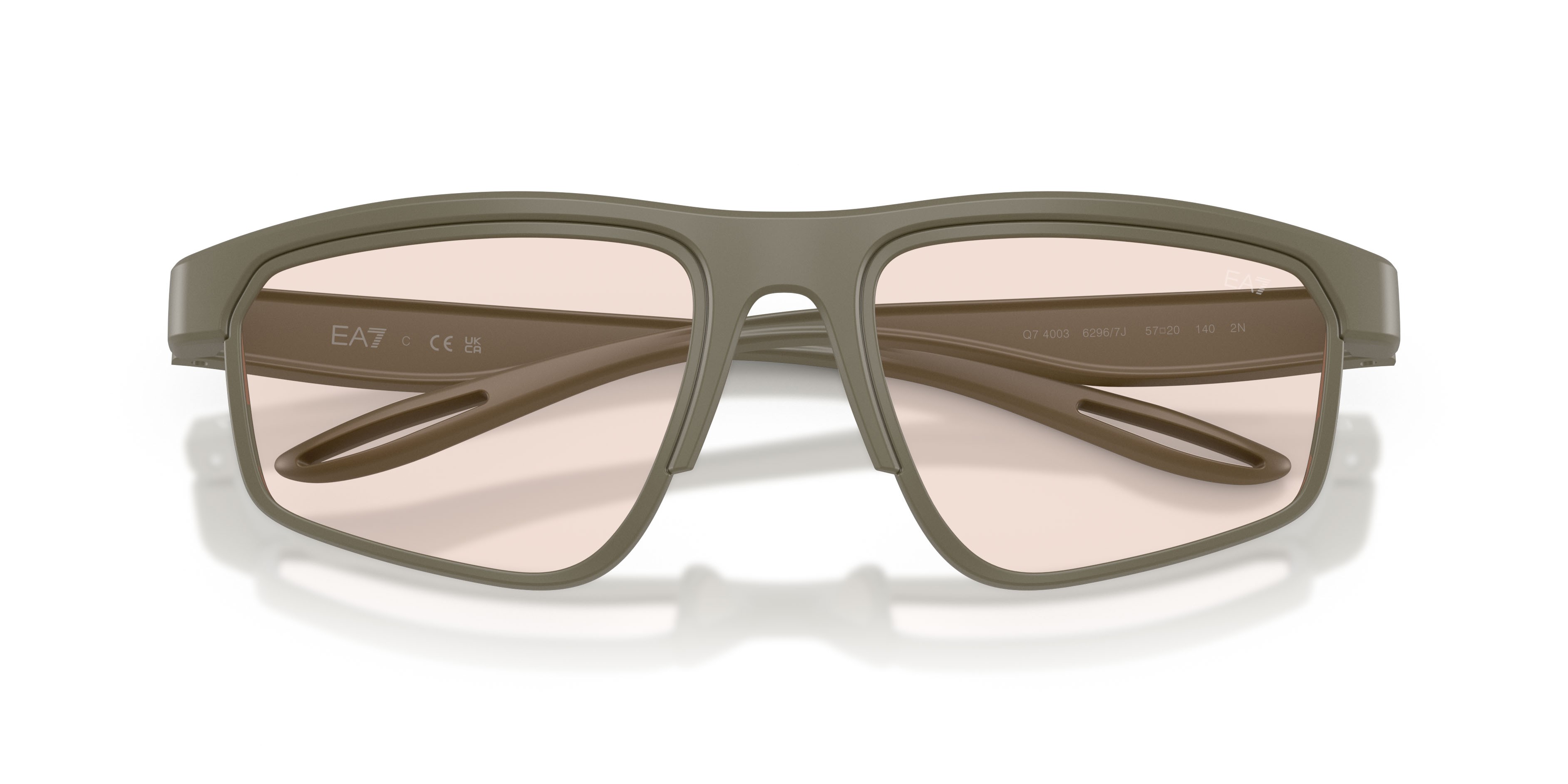 Occhiali da sole EA7 Q7 4003 (62967J) colore sabbia scuro opaco forma rettangolare lenti marrone specchiato oro rose