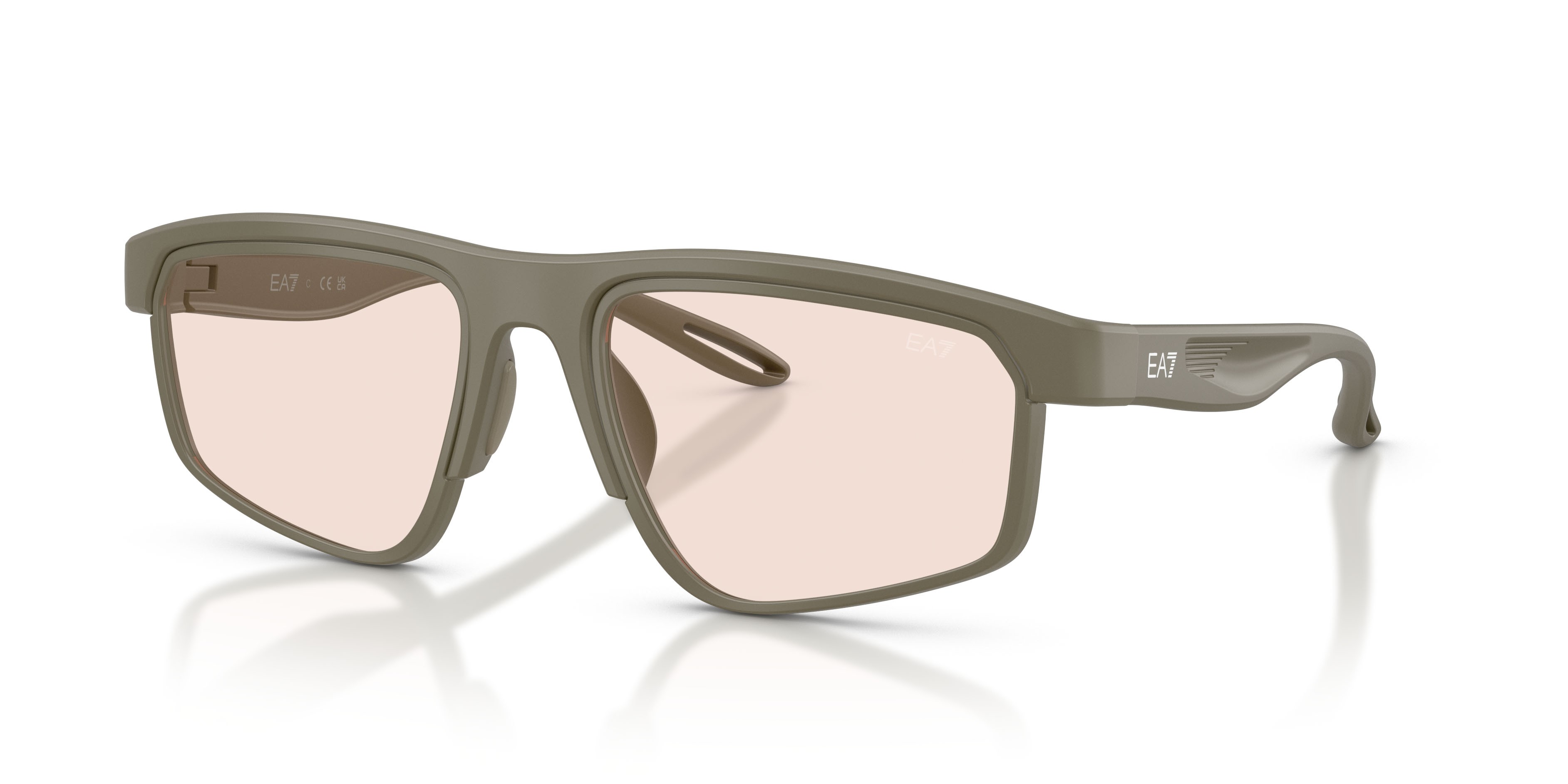Occhiali da sole EA7 Q7 4003 (62967J) colore sabbia scuro opaco forma rettangolare lenti marrone specchiato oro rose