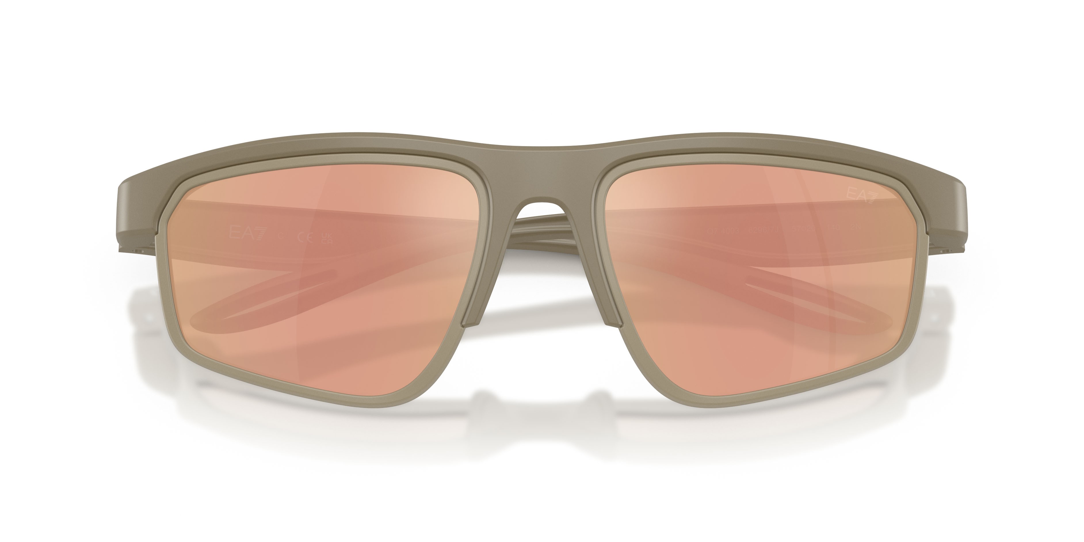 Occhiali da sole EA7 Q7 4003 (62967J) colore sabbia scuro opaco forma rettangolare lenti marrone specchiato oro rose