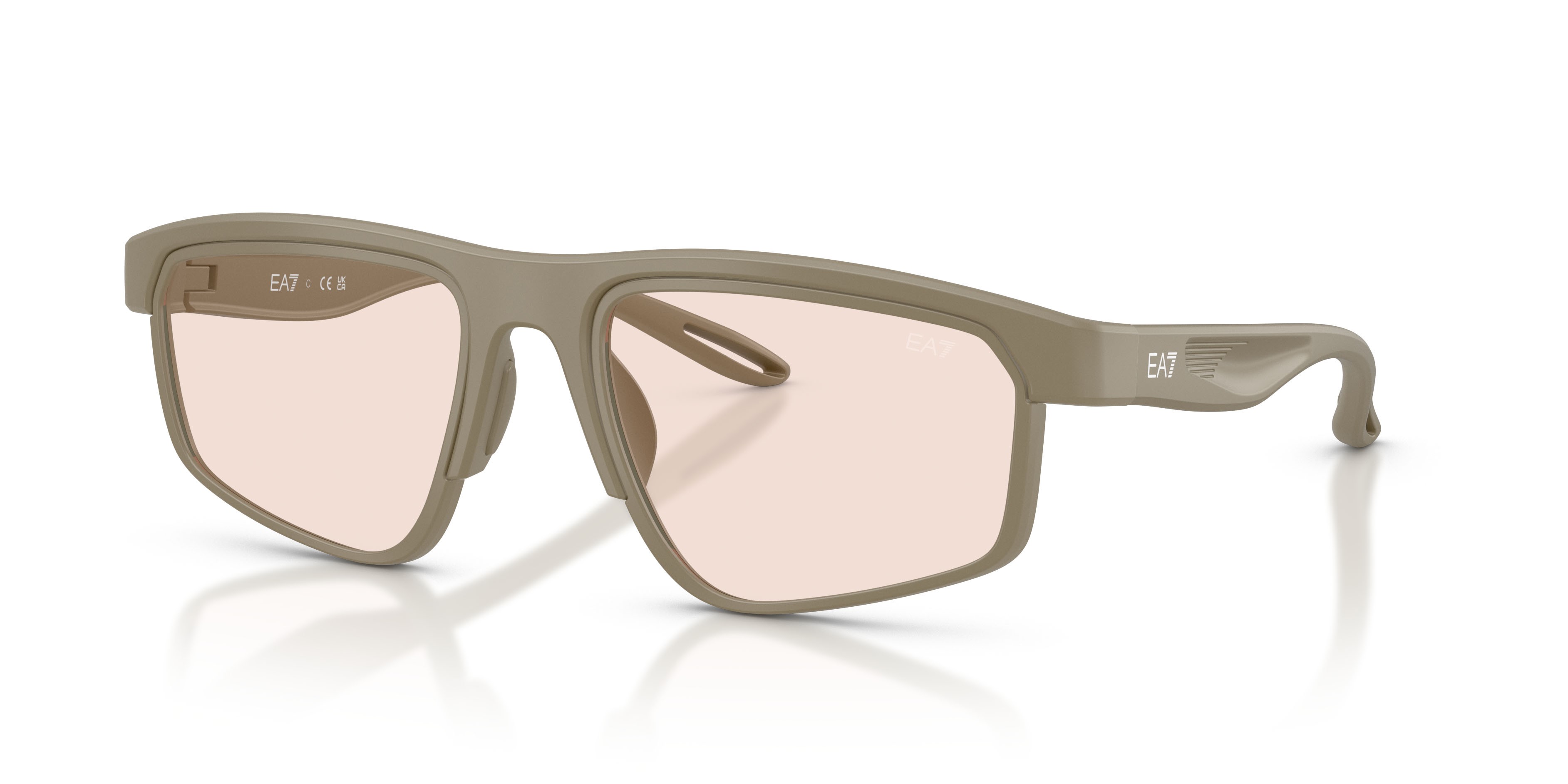Occhiali da sole EA7 Q7 4003 (62967J) colore sabbia scuro opaco forma rettangolare lenti marrone specchiato oro rose