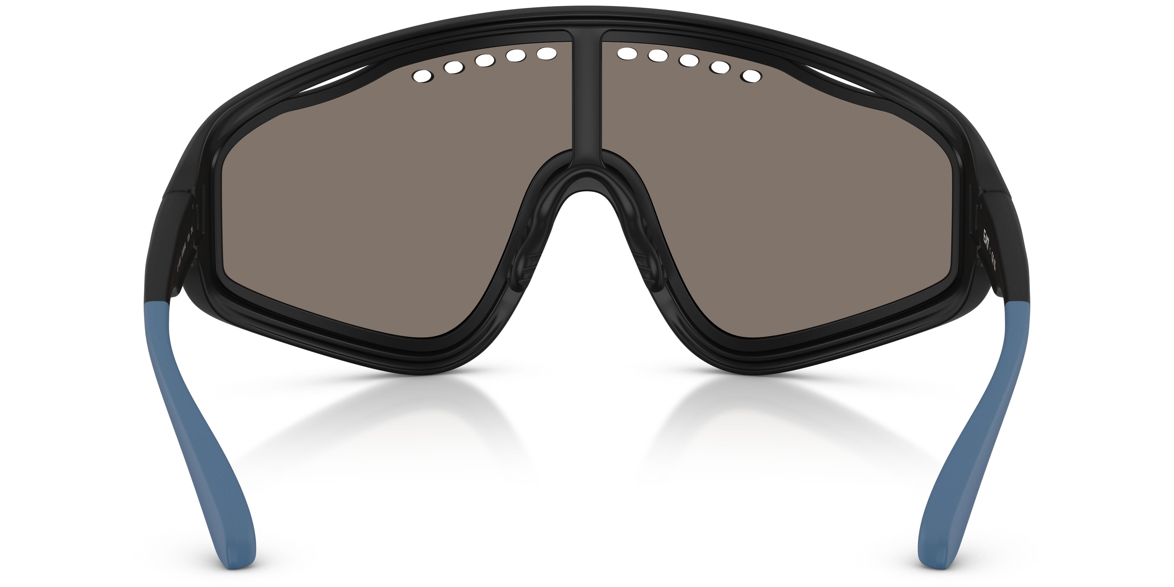 Sunglasses EA7 Q7 4005 (62886G) color nero opaco shape irregular lenses grigio chiaro specchiato argento