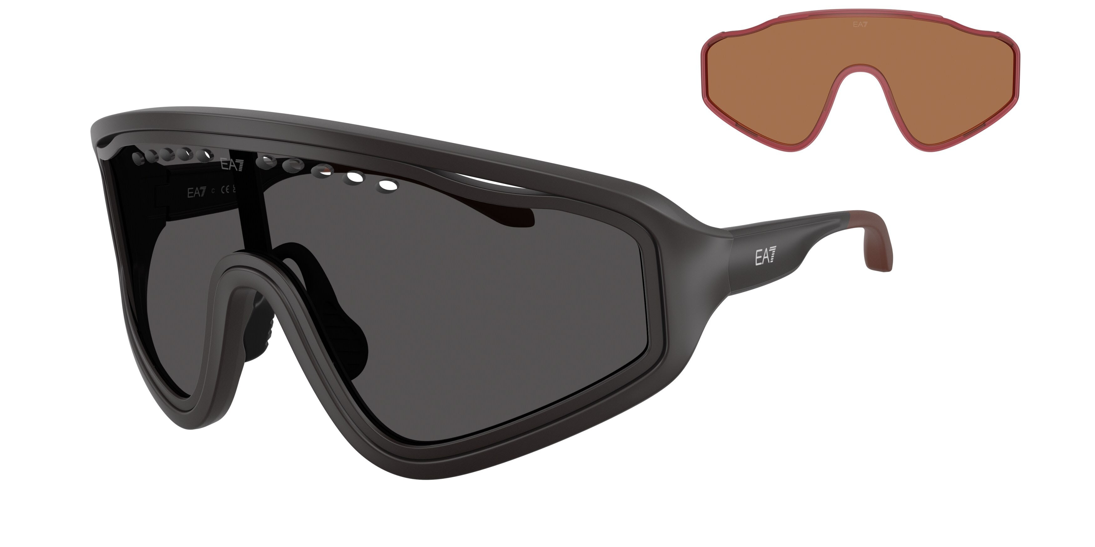 Sunglasses EA7 Q7 4005 (635187) color grigio scuro opaco shape irregular lenses grigio scuro