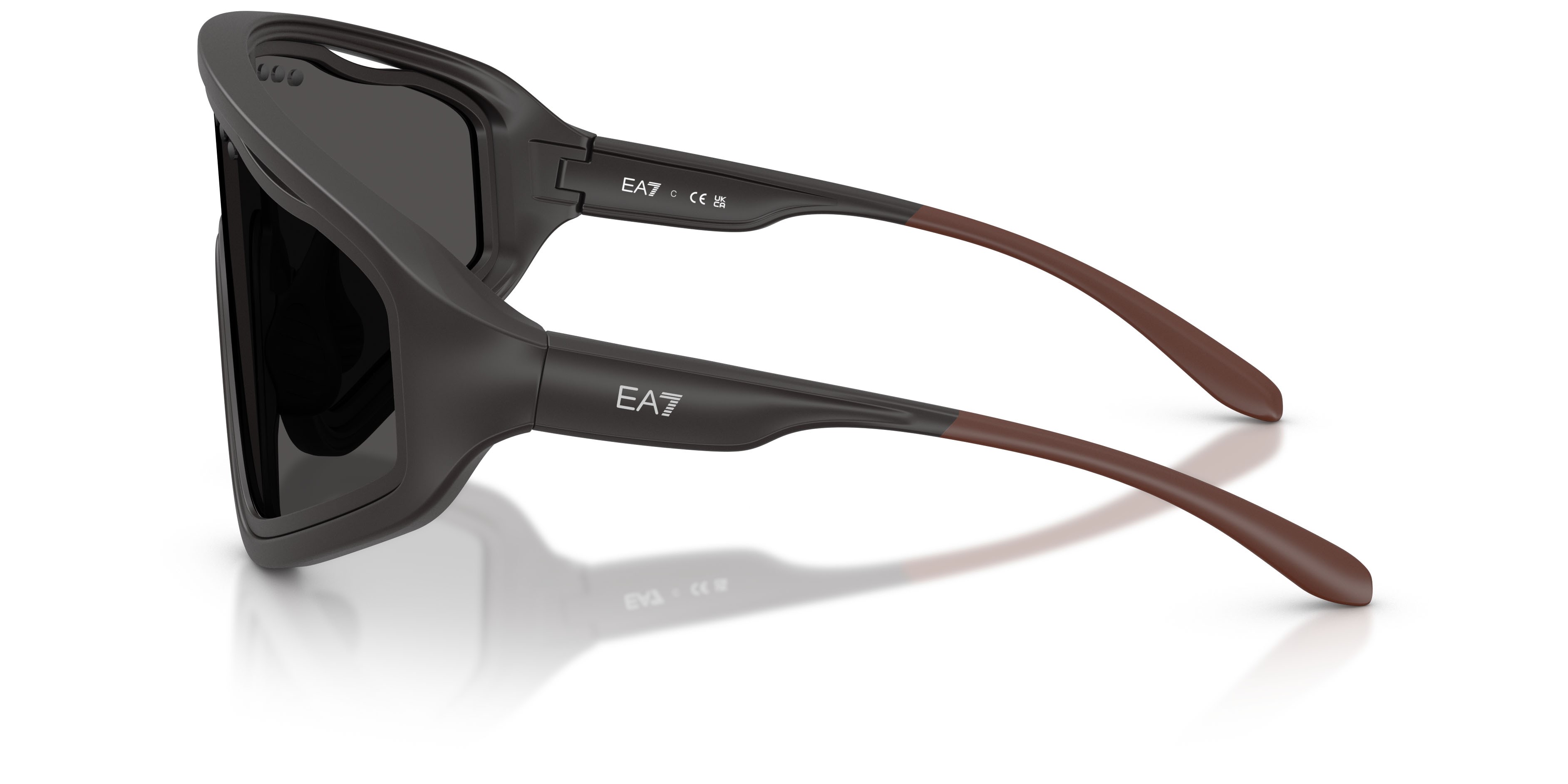 Sunglasses EA7 Q7 4005 (635187) color grigio scuro opaco shape irregular lenses grigio scuro