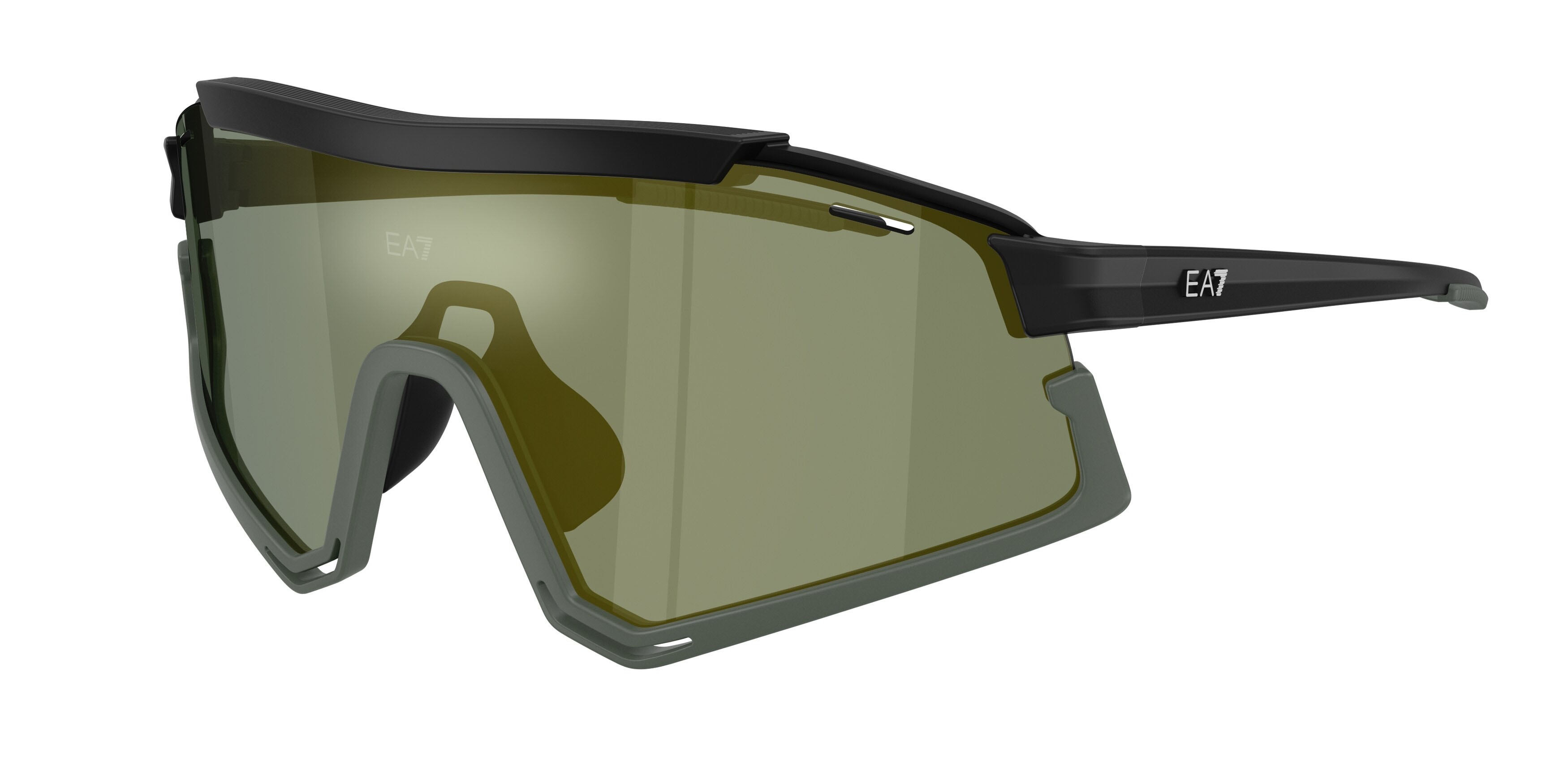 Sunglasses EA7 Q7 4006 (63536R) color nero/verde shape irregular lenses verde chiaro specchiato petrolio