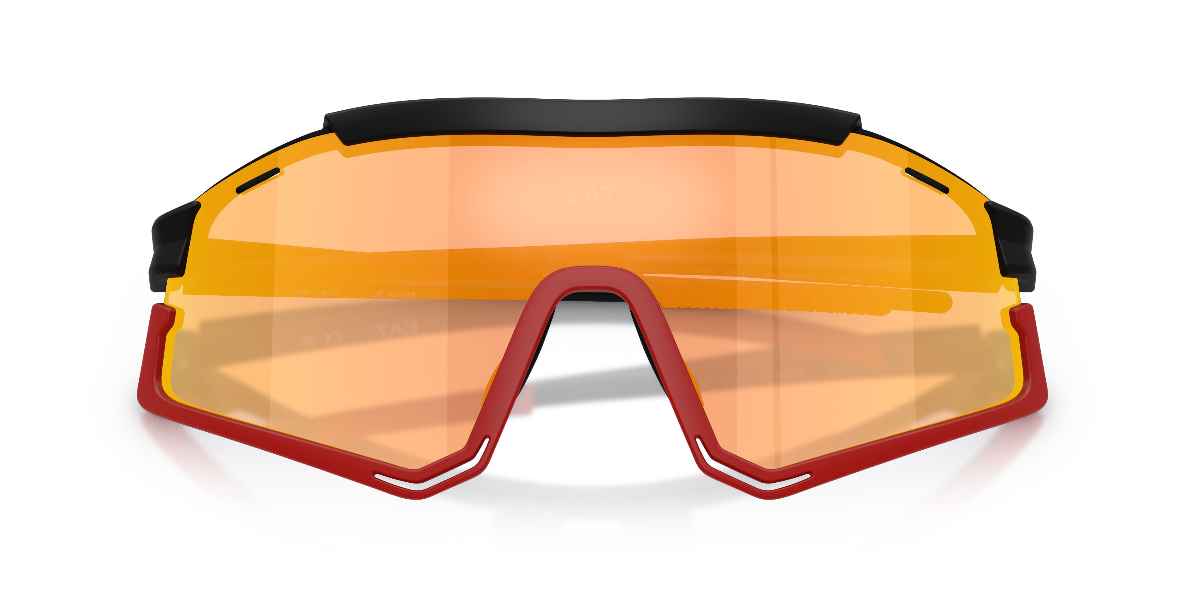 Occhiali da sole EA7 Q7 4006 (63541T) colore nero/rosso forma irregolare lenti rosa specchiato oro