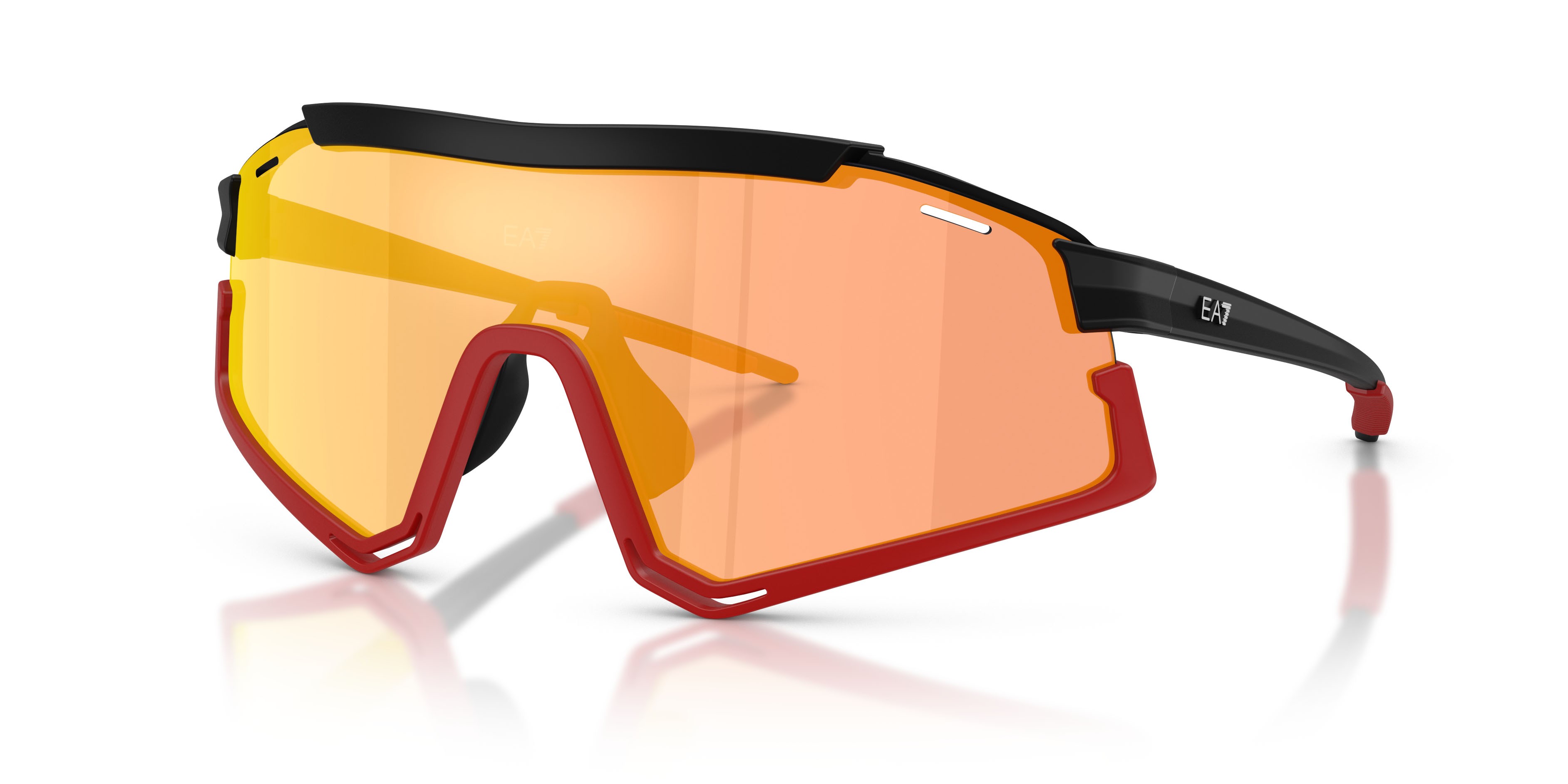Occhiali da sole EA7 Q7 4006 (63541T) colore nero/rosso forma irregolare lenti rosa specchiato oro