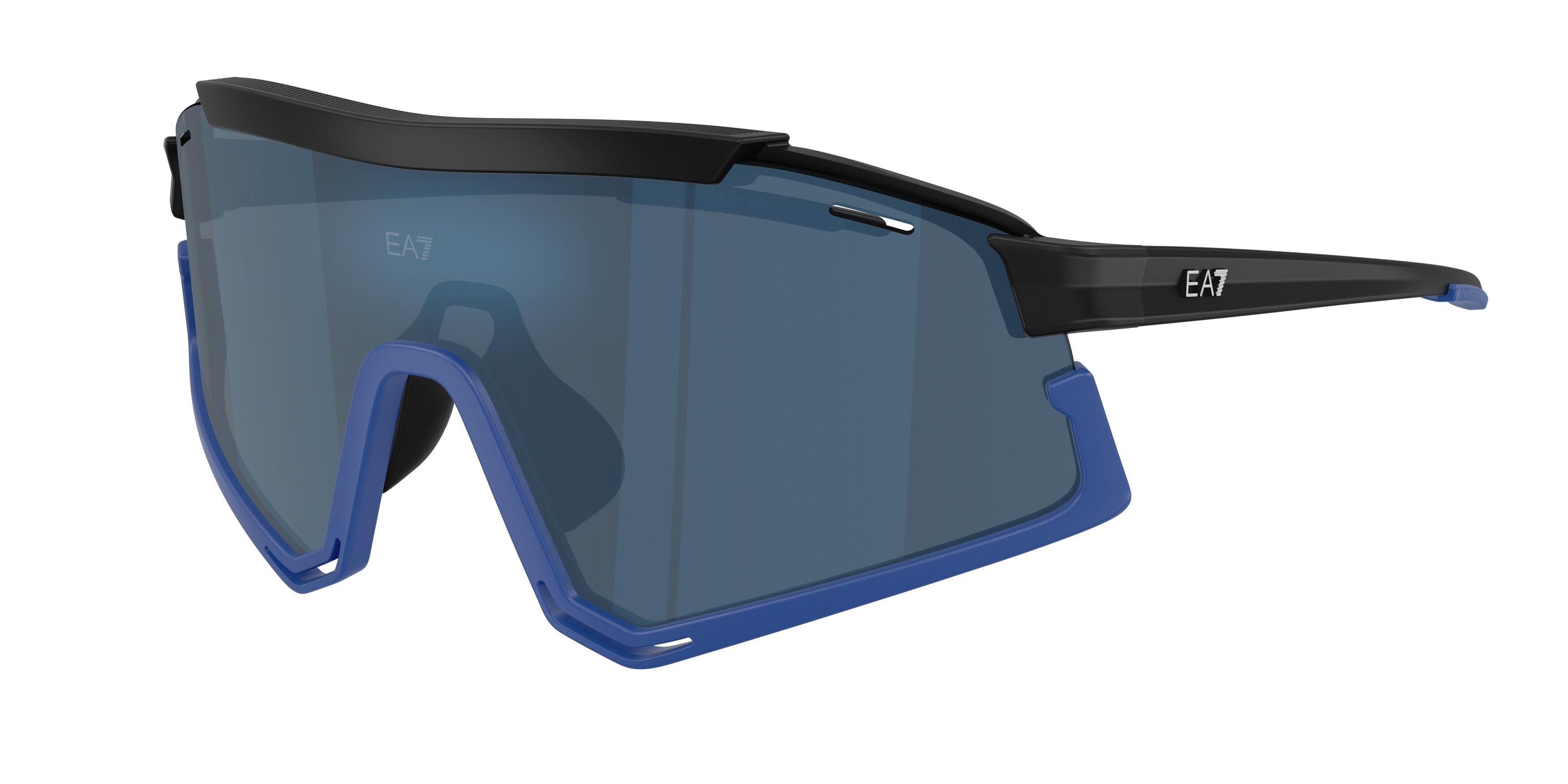 Occhiali da sole EA7 Q7 4006 (635655) colore nero/blu forma irregolare lenti blu scuro specchiato blu