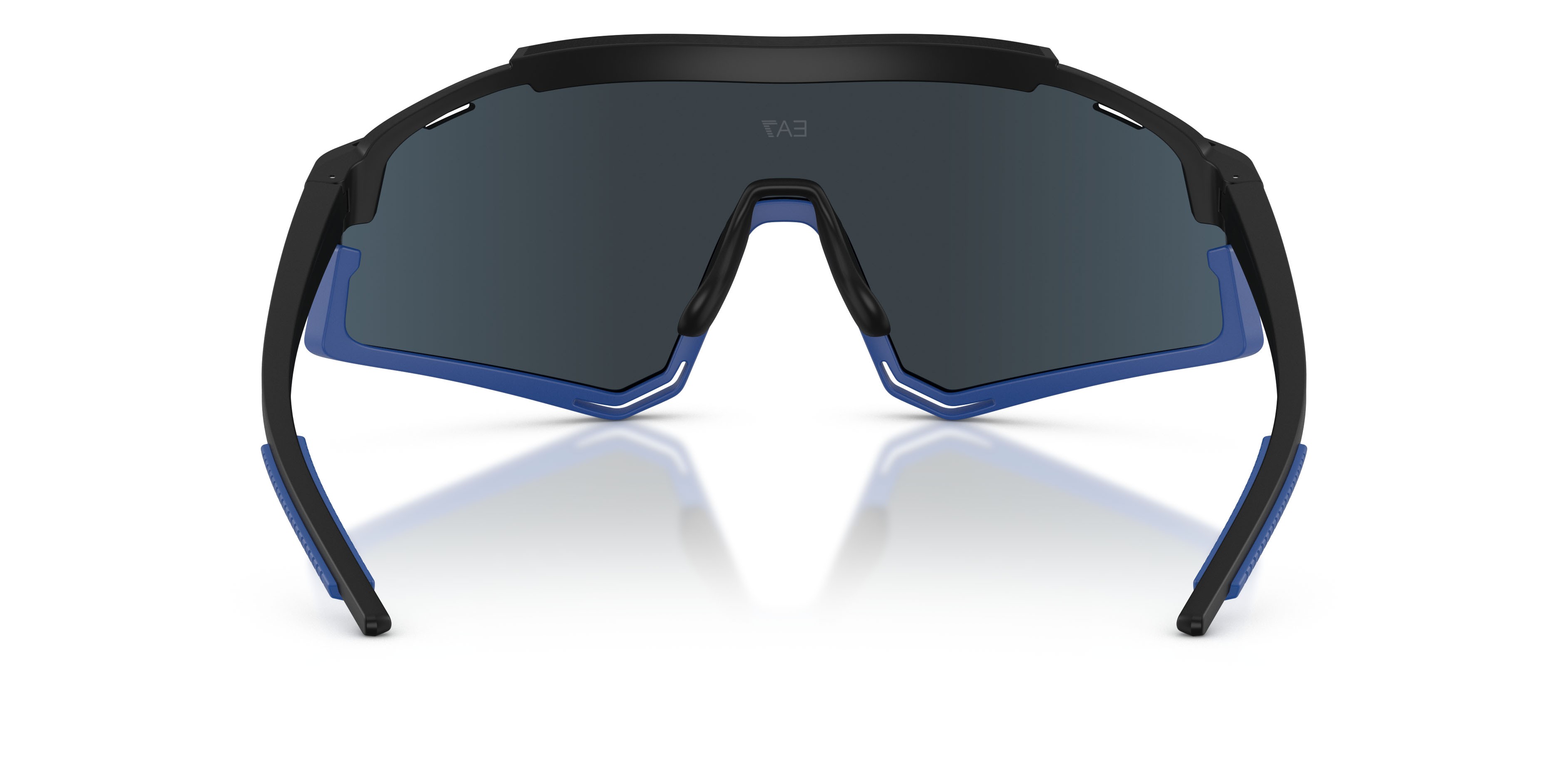 Occhiali da sole EA7 Q7 4006 (635655) colore nero/blu forma irregolare lenti blu scuro specchiato blu
