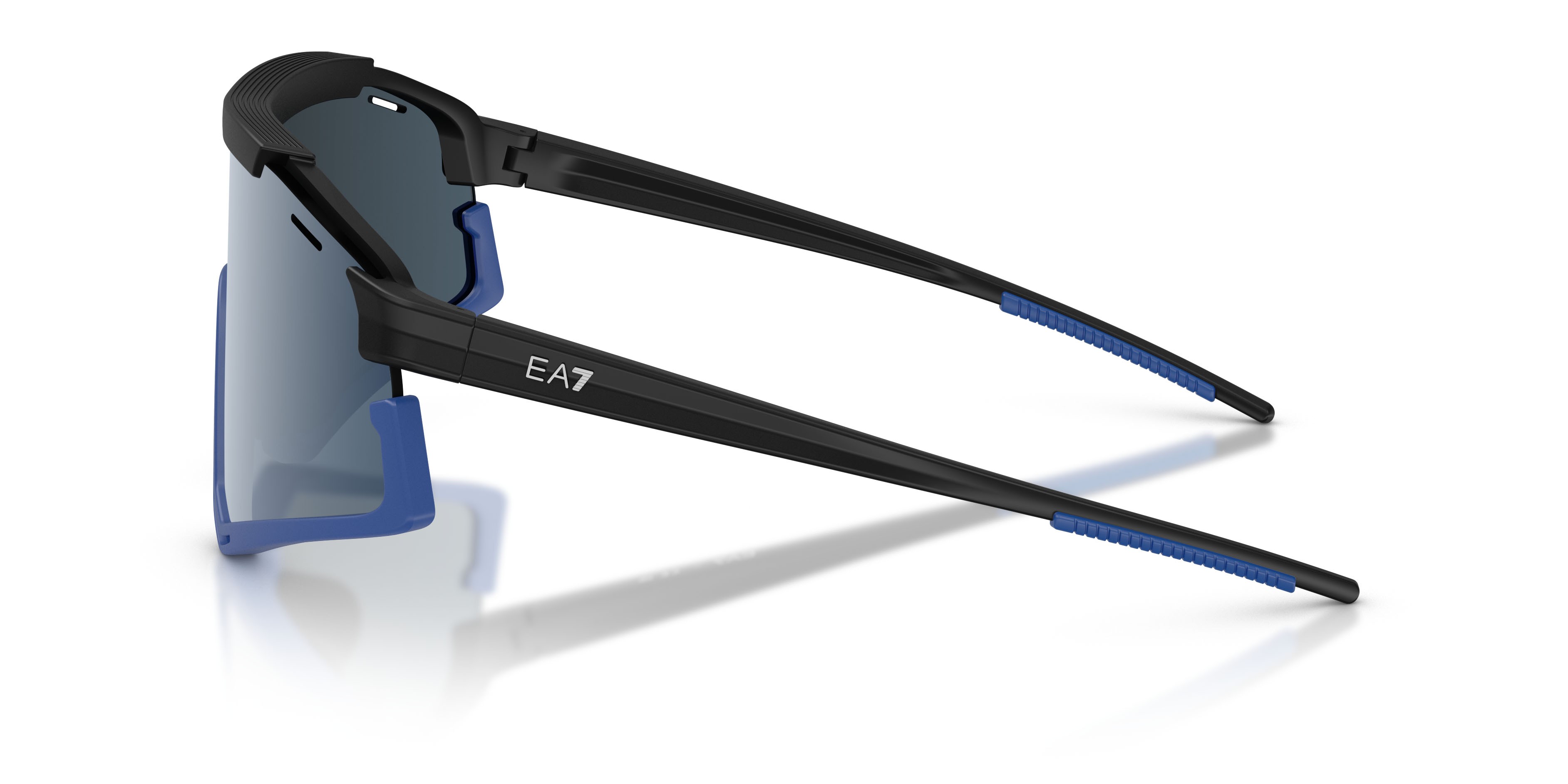 Occhiali da sole EA7 Q7 4006 (635655) colore nero/blu forma irregolare lenti blu scuro specchiato blu