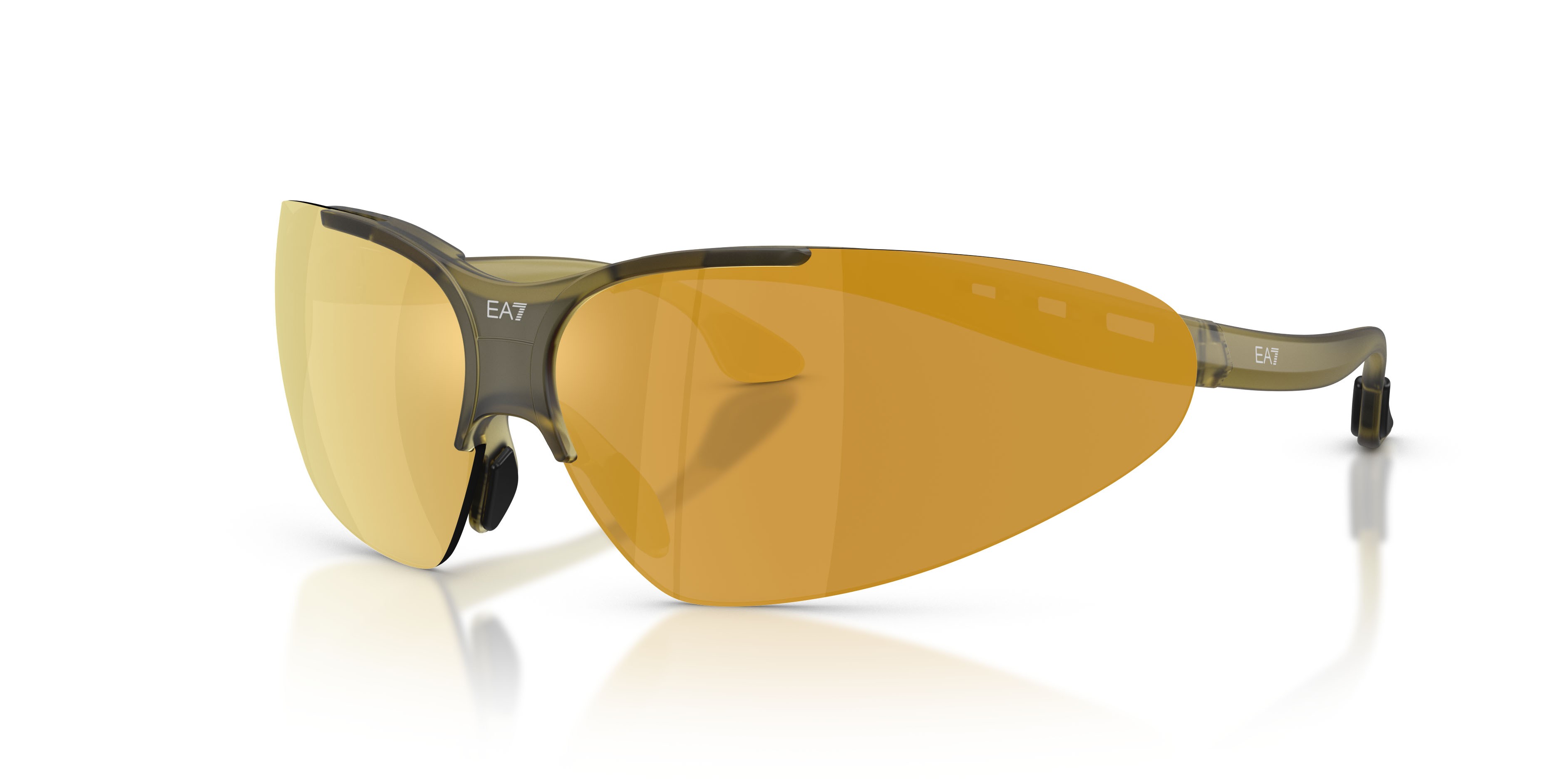 Sunglasses EA7 Q7 4007 (63577P) color verde ghiaccio shape irregular lenses marrone specchiato oro