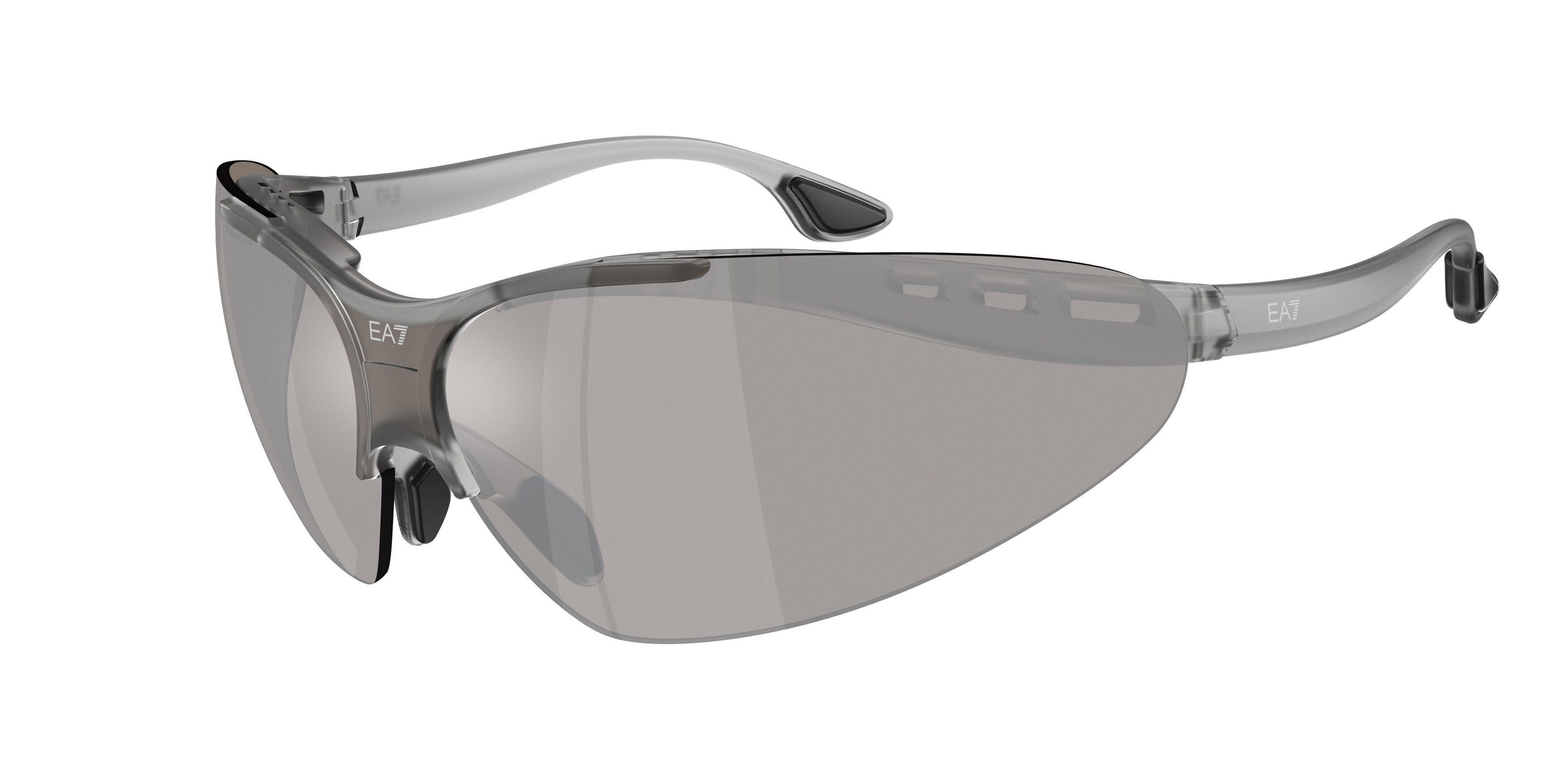 Sunglasses EA7 Q7 4007 (63586G) color frosted grey shape irregular lenses grigio chiaro specchiato argento