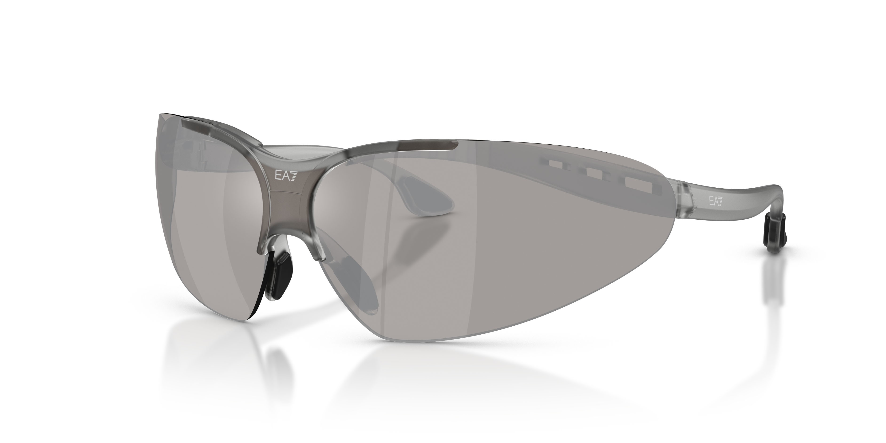 Sunglasses EA7 Q7 4007 (63586G) color frosted grey shape irregular lenses grigio chiaro specchiato argento