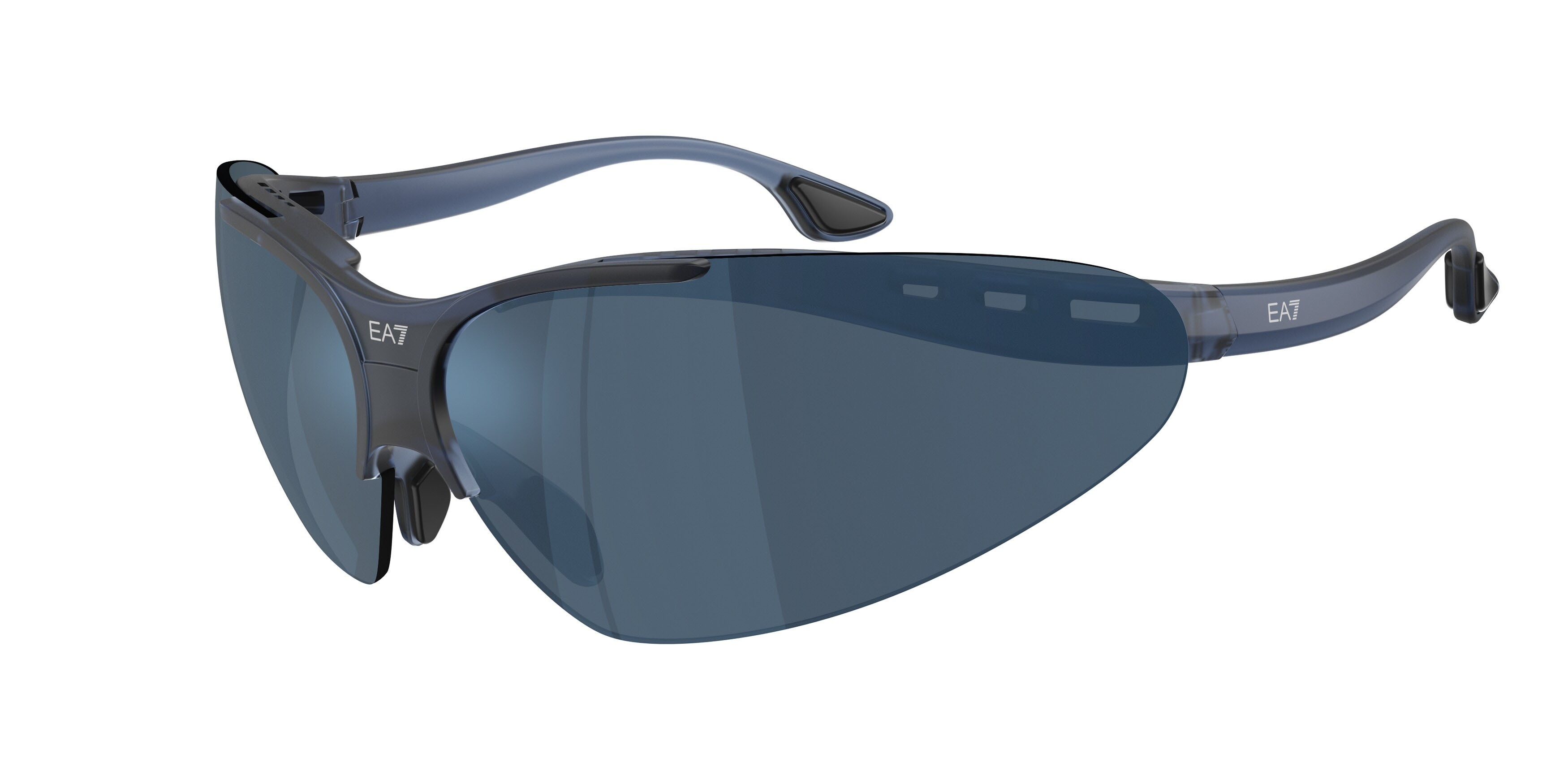 Sunglasses EA7 Q7 4007 (635955) color frosted blue shape irregular lenses blu scuro specchiato blu
