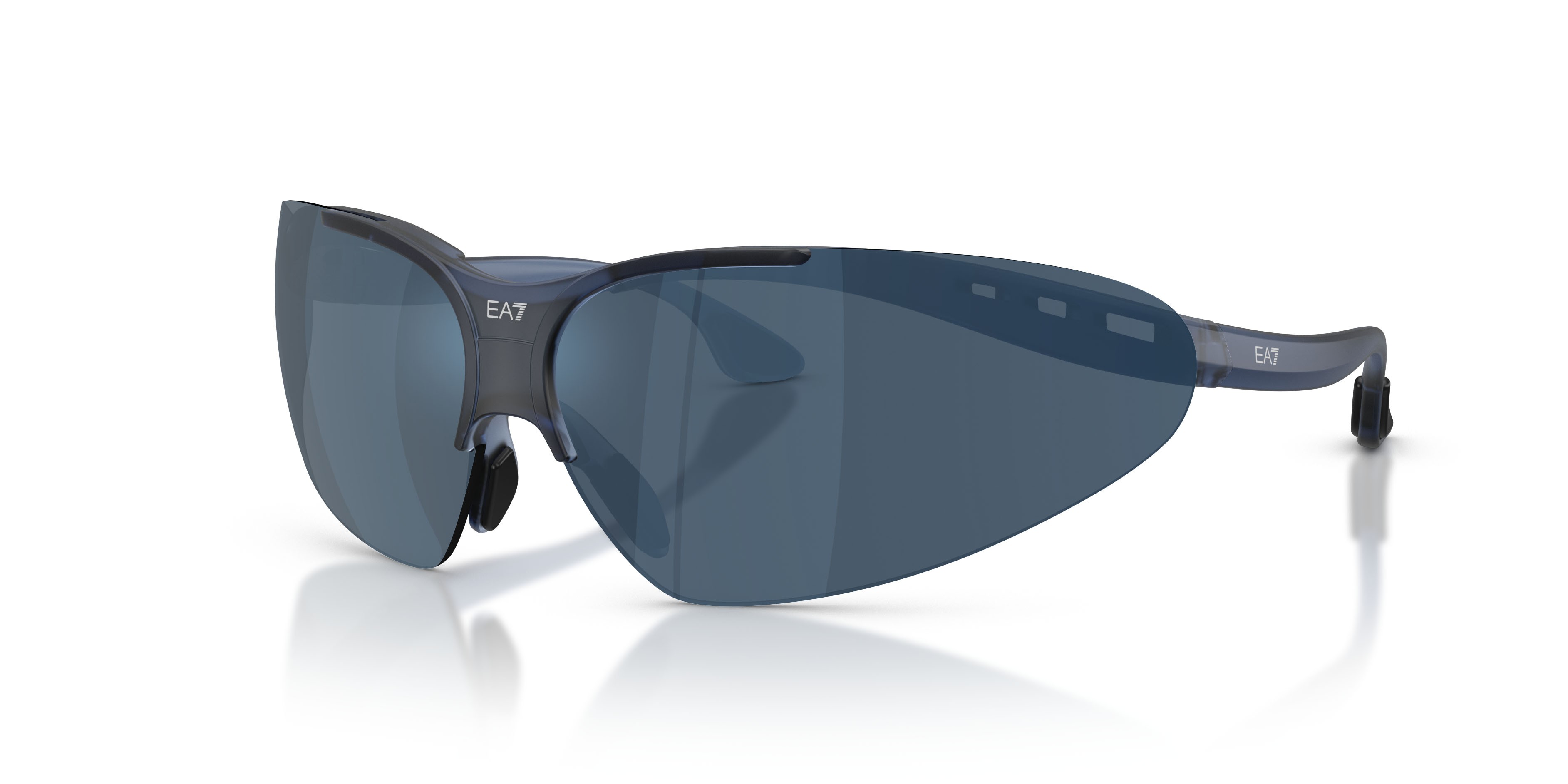 Sunglasses EA7 Q7 4007 (635955) color frosted blue shape irregular lenses blu scuro specchiato blu