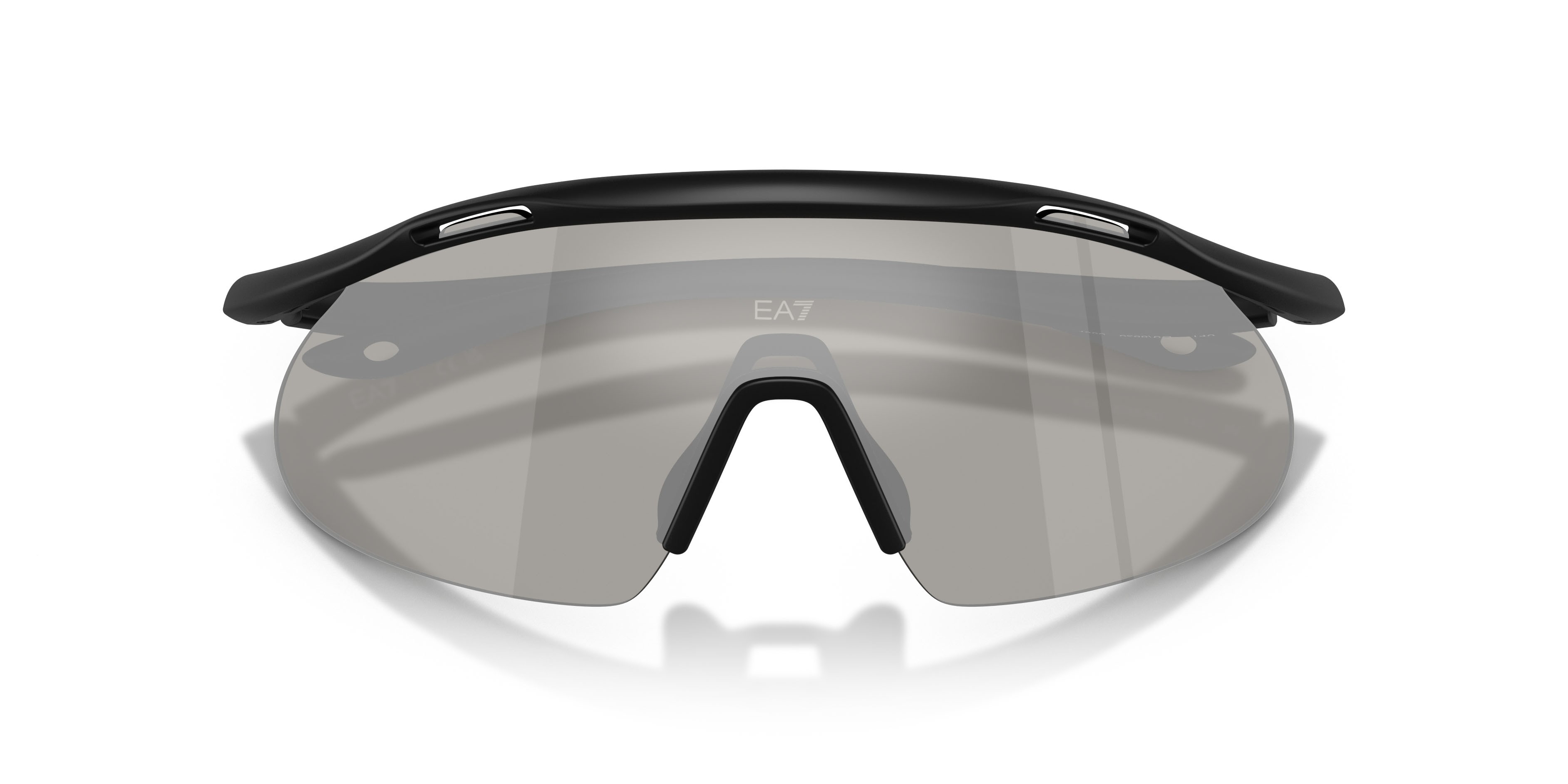 Sunglasses EA7 Q7 4008 (62886G) color nero opaco shape irregular lenses grigio chiaro specchiato argento