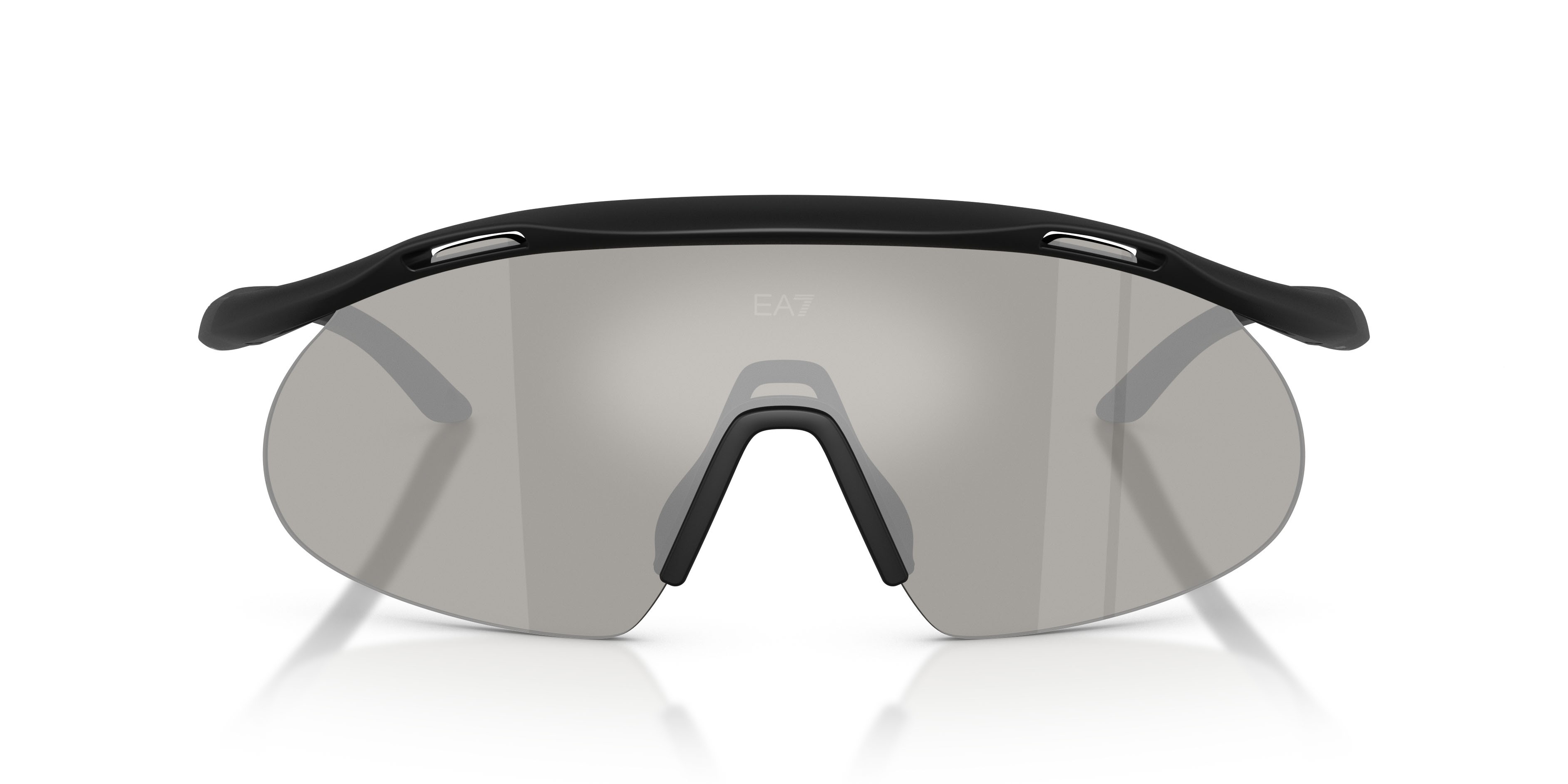 Sunglasses EA7 Q7 4008 (62886G) color nero opaco shape irregular lenses grigio chiaro specchiato argento