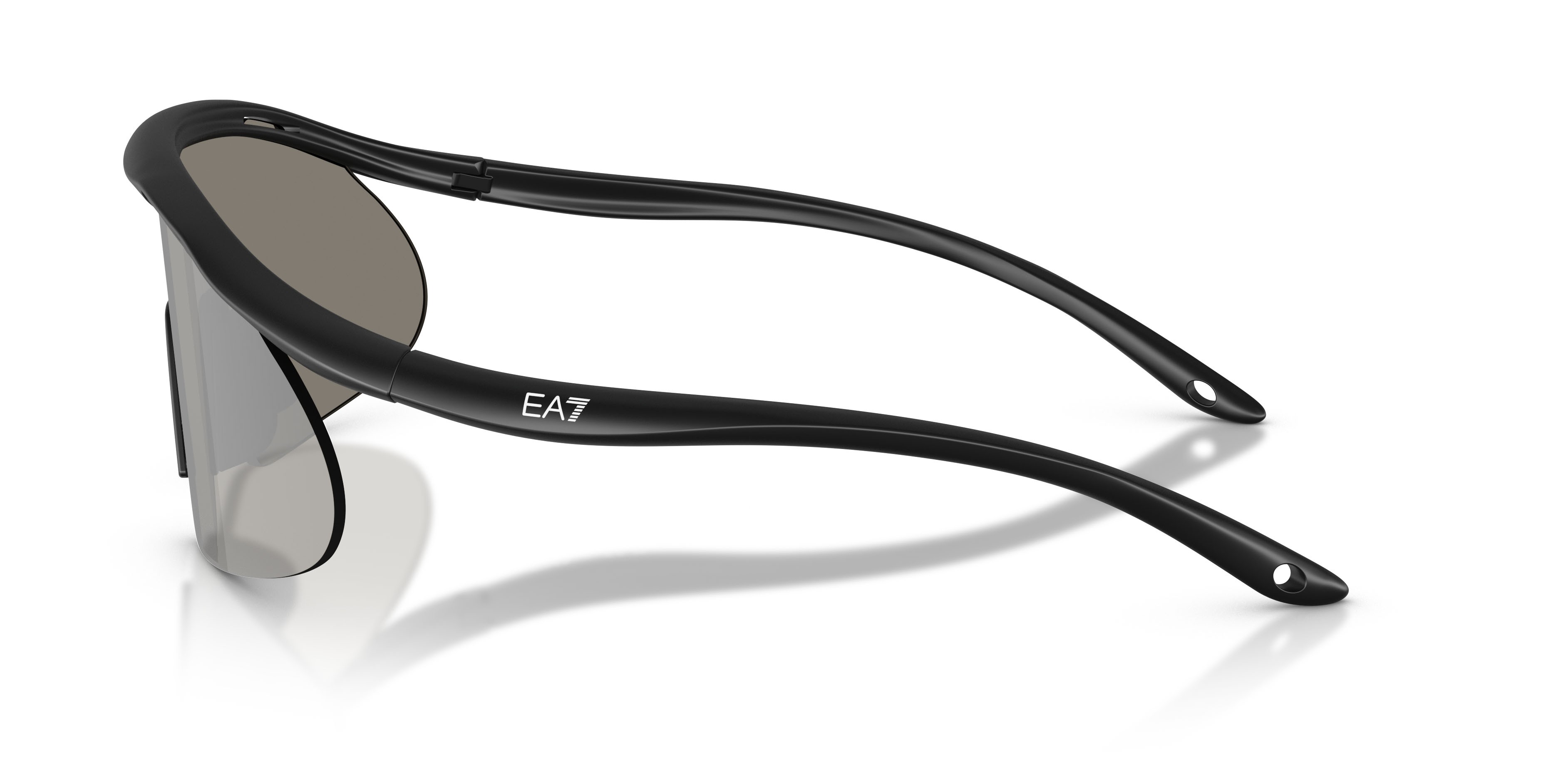 Sunglasses EA7 Q7 4008 (62886G) color nero opaco shape irregular lenses grigio chiaro specchiato argento