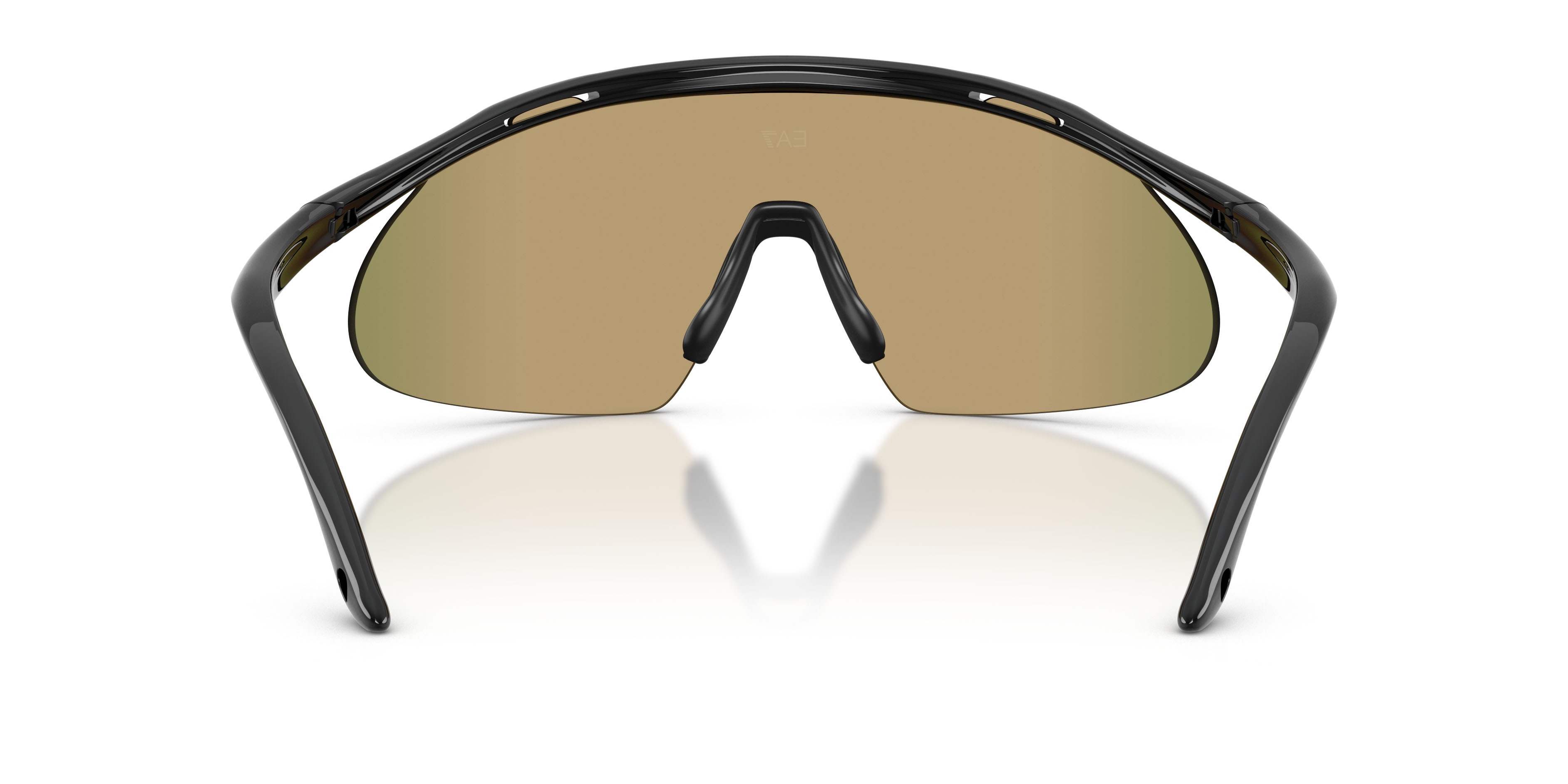 Sunglasses EA7 Q7 4008 (62946S) color nero lucido shape irregular lenses dark brown mirror tangerine