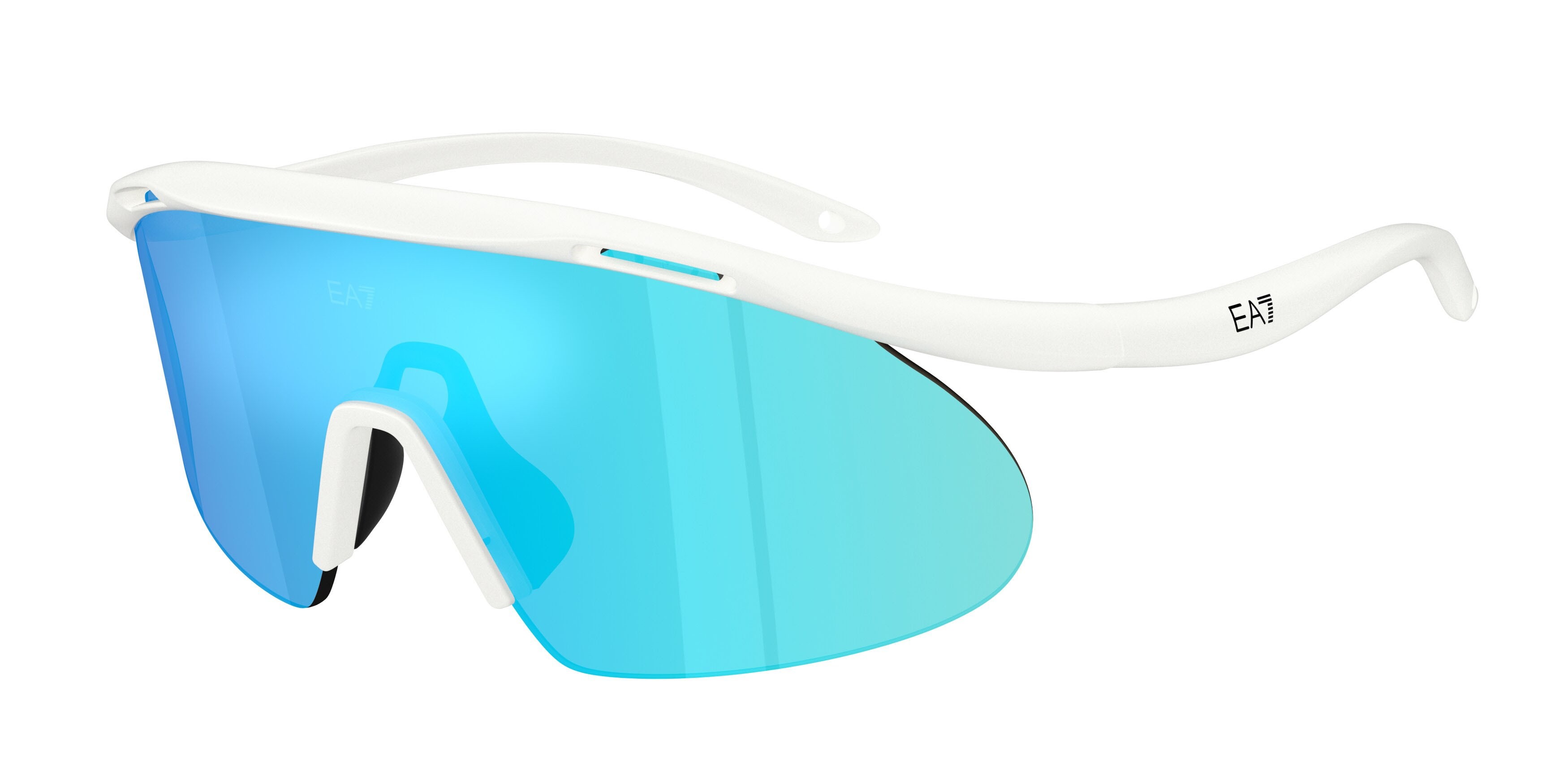 Sunglasses EA7 Q7 4008 (629555) color bianco opaco shape irregular lenses verde chiaro specchiato blu