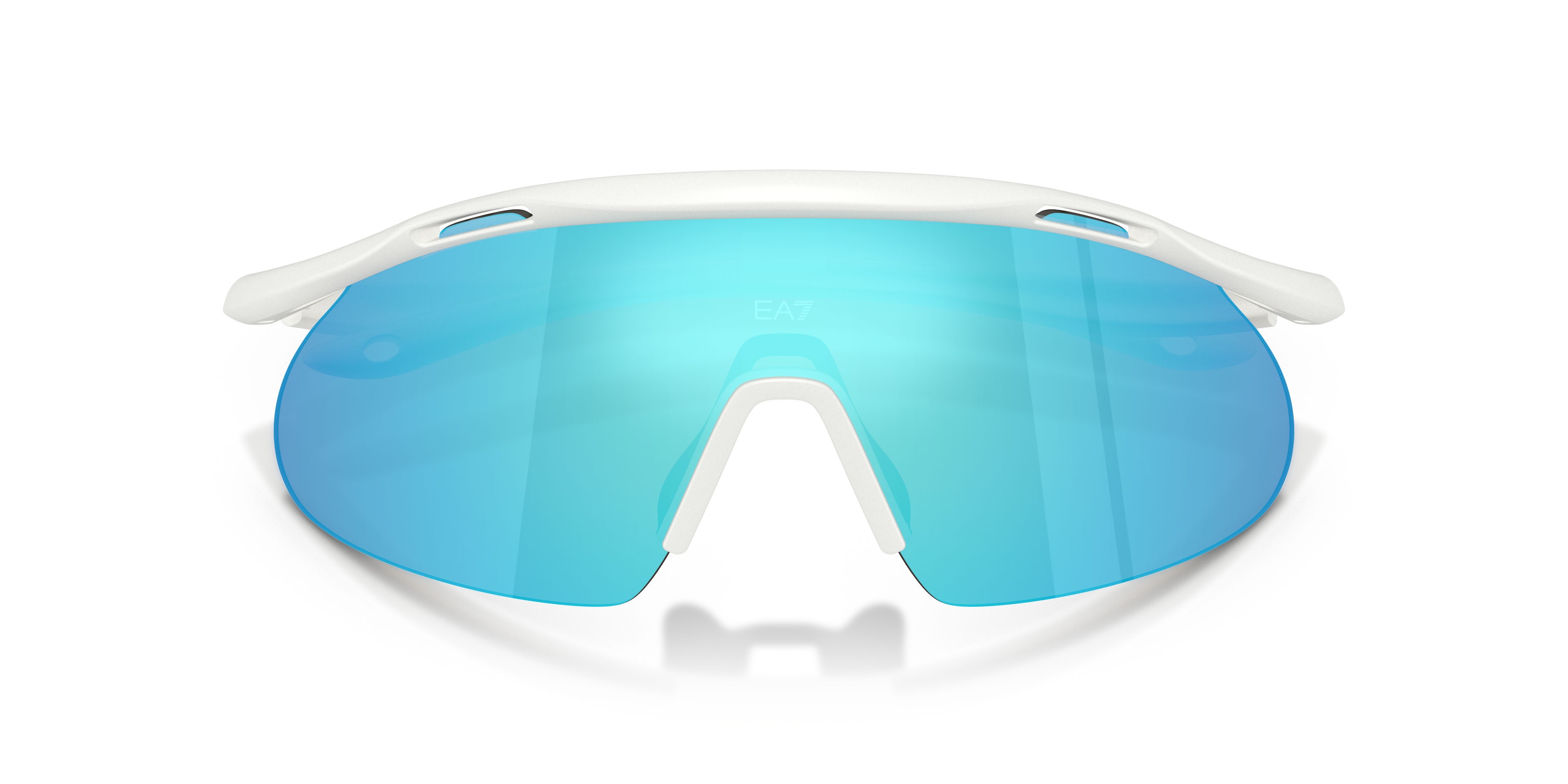 Sunglasses EA7 Q7 4008 (629555) color bianco opaco shape irregular lenses verde chiaro specchiato blu