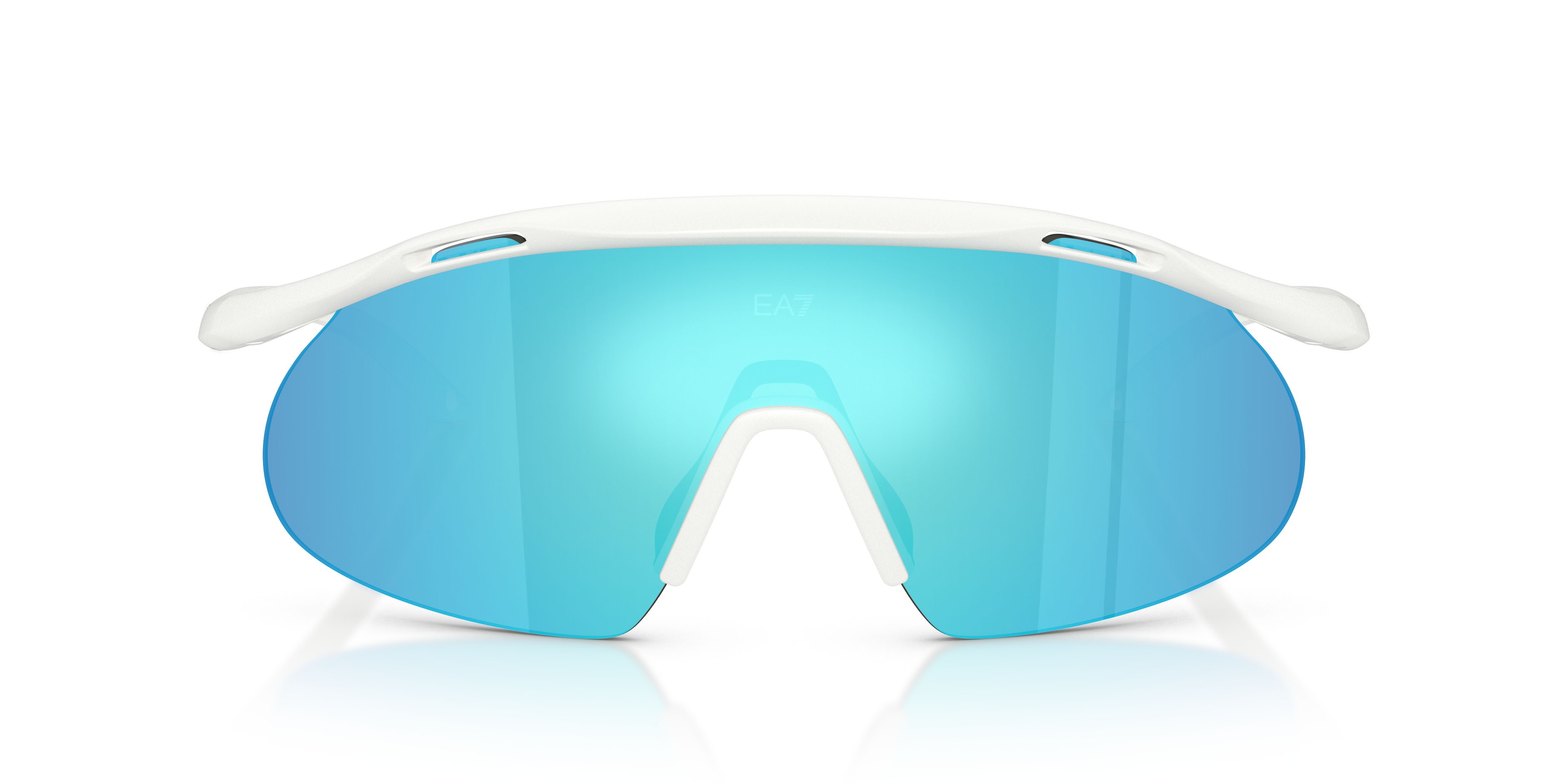 Sunglasses EA7 Q7 4008 (629555) color bianco opaco shape irregular lenses verde chiaro specchiato blu