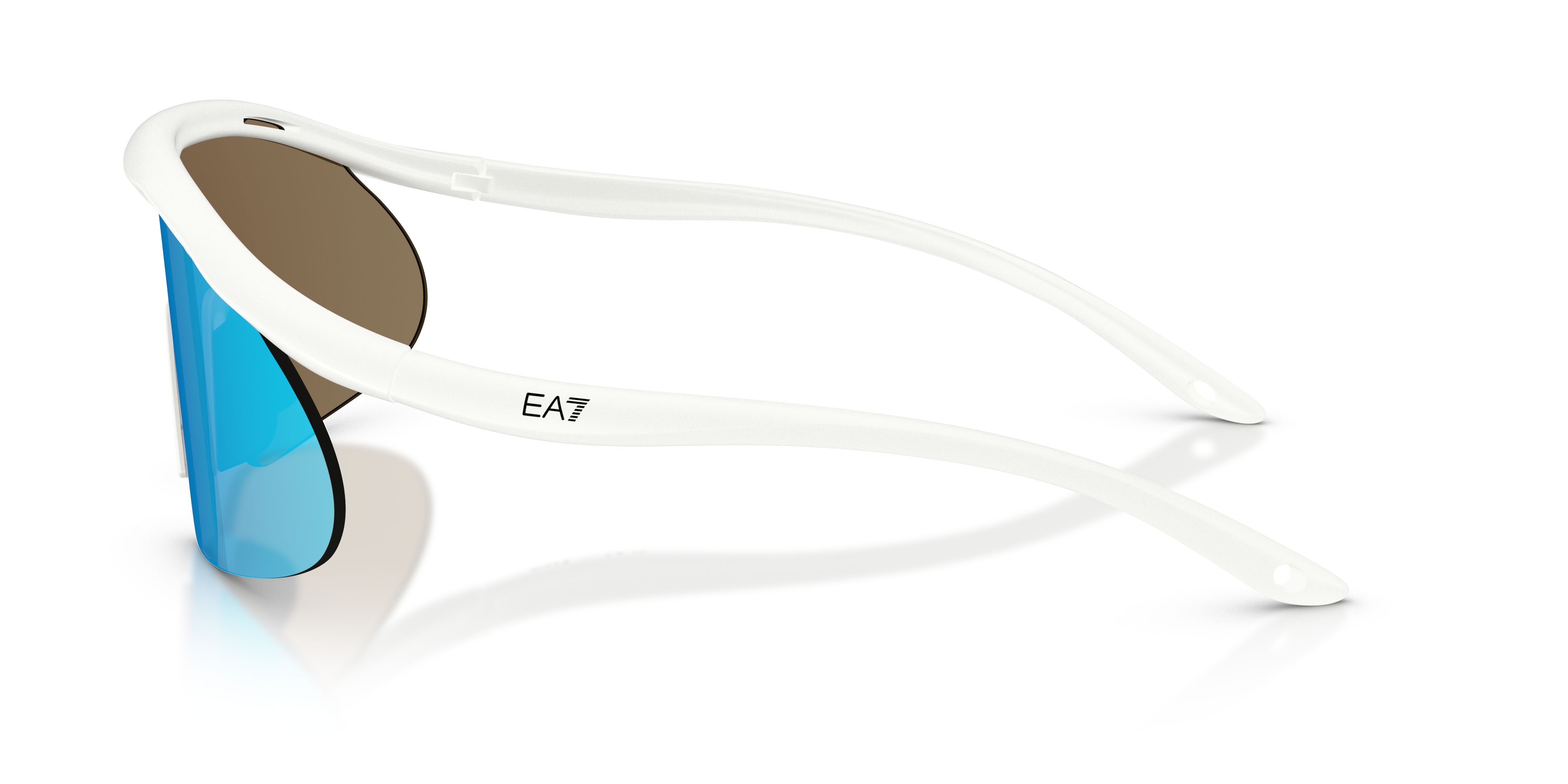 Sunglasses EA7 Q7 4008 (629555) color bianco opaco shape irregular lenses verde chiaro specchiato blu
