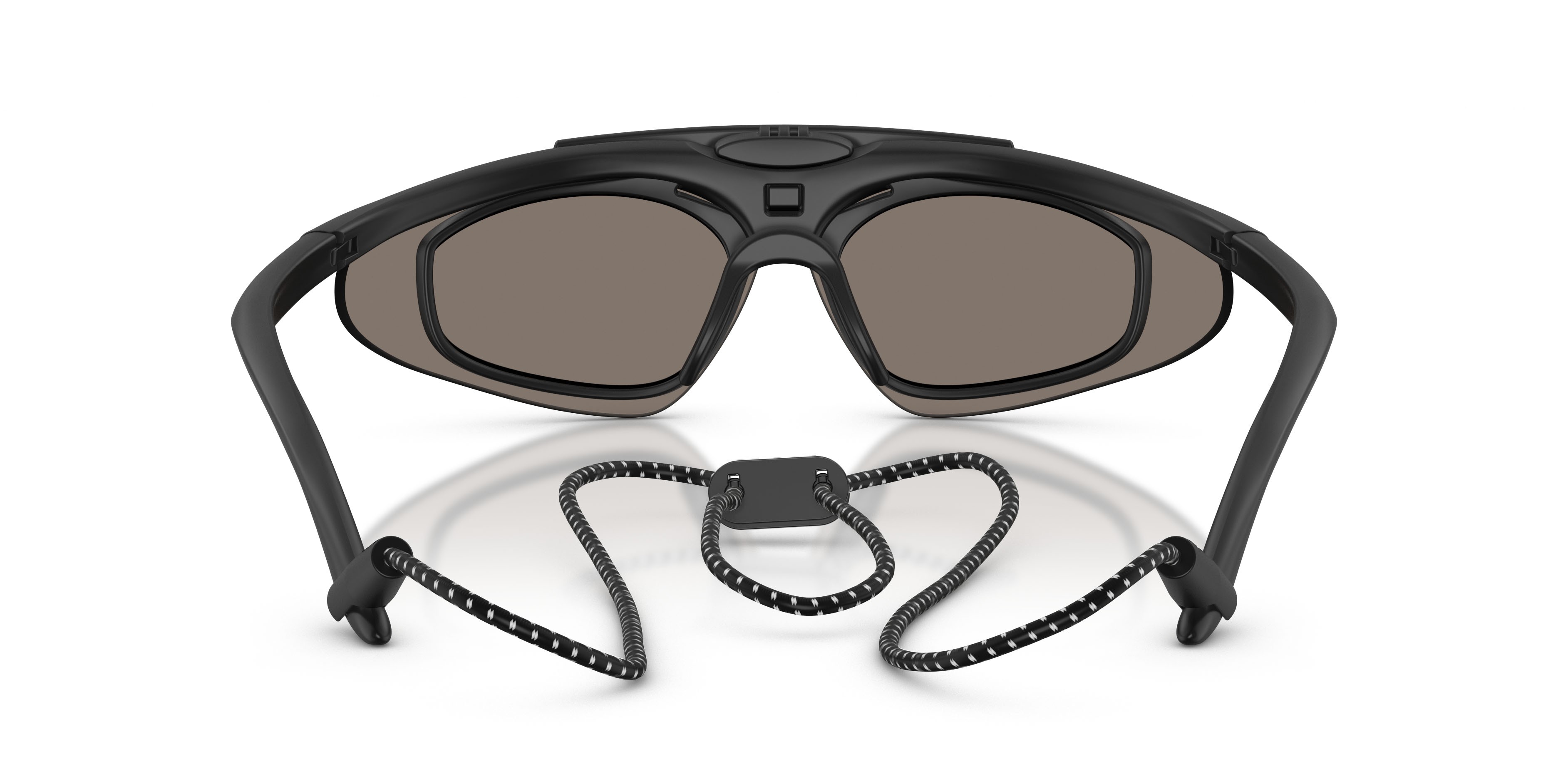 Sunglasses EA7 Q7 4010 (62886G) color nero opaco shape irregular lenses grigio chiaro specchiato argento