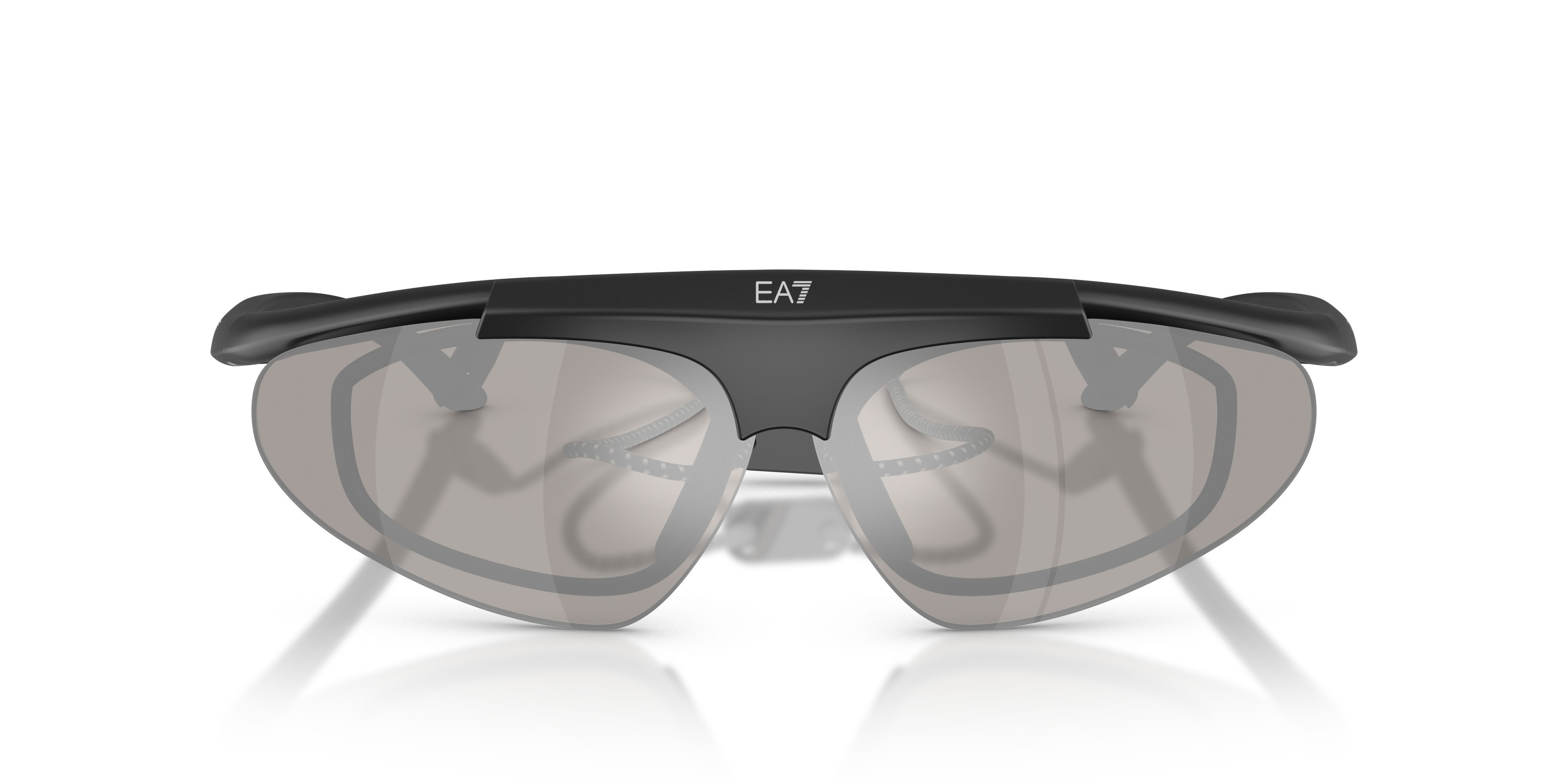 Sunglasses EA7 Q7 4010 (62886G) color nero opaco shape irregular lenses grigio chiaro specchiato argento