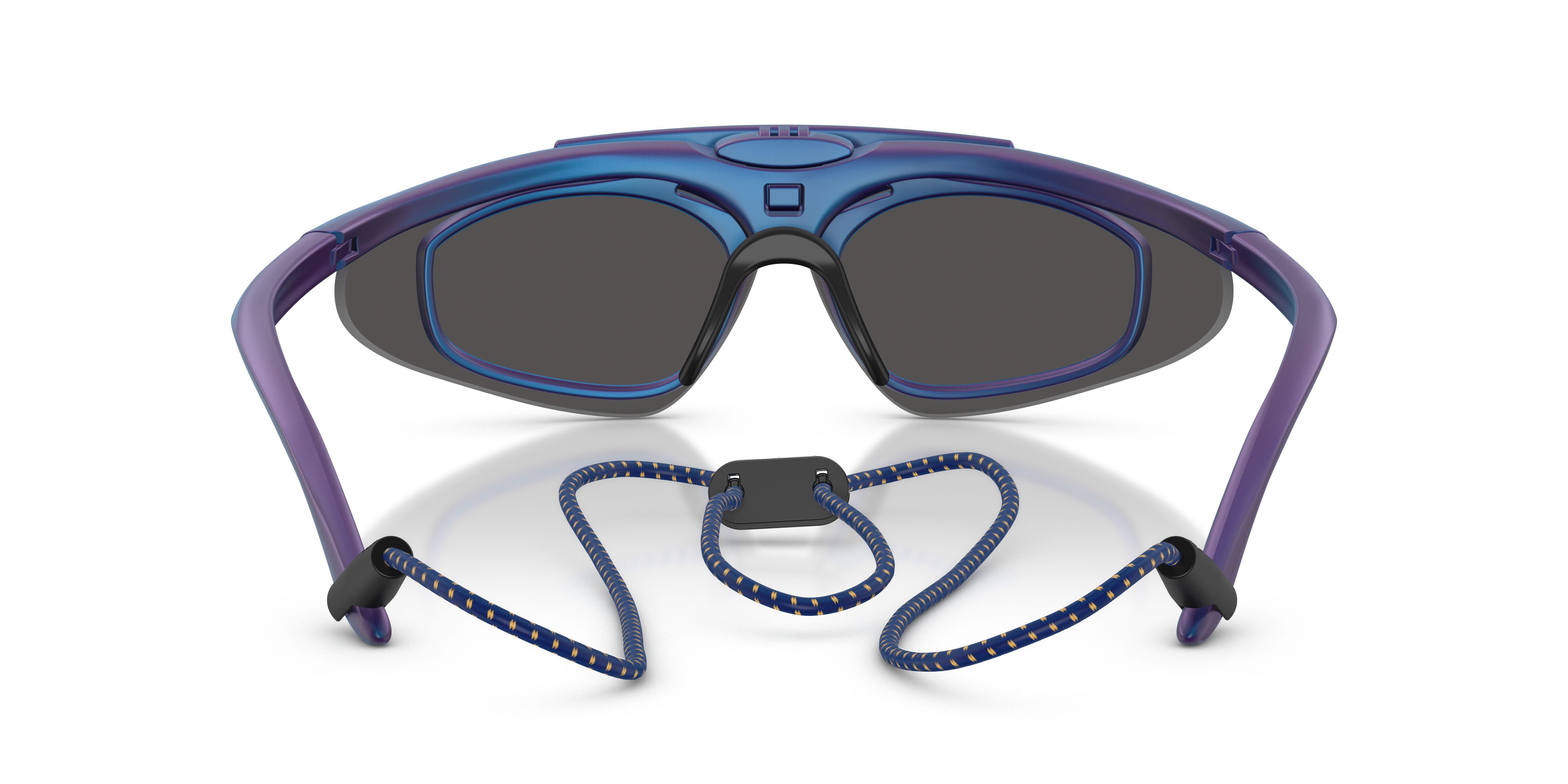Sunglasses EA7 Q7 4010 (629187) color blu iridiscente shape irregular lenses grigio scuro