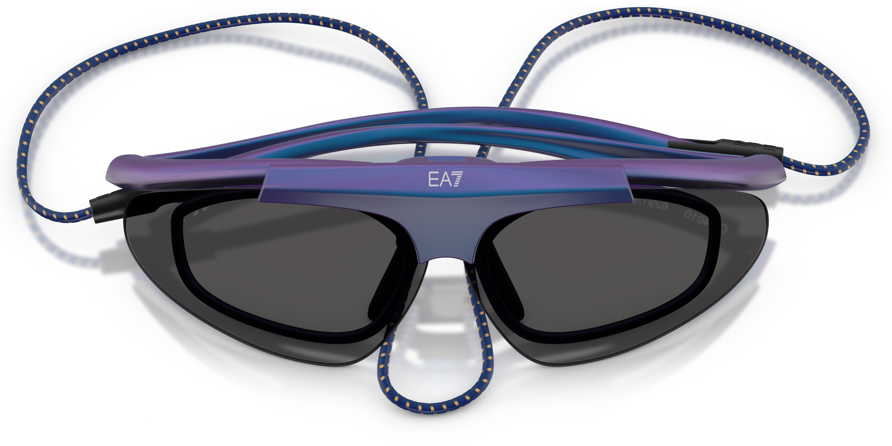 Sunglasses EA7 Q7 4010 (629187) color blu iridiscente shape irregular lenses grigio scuro