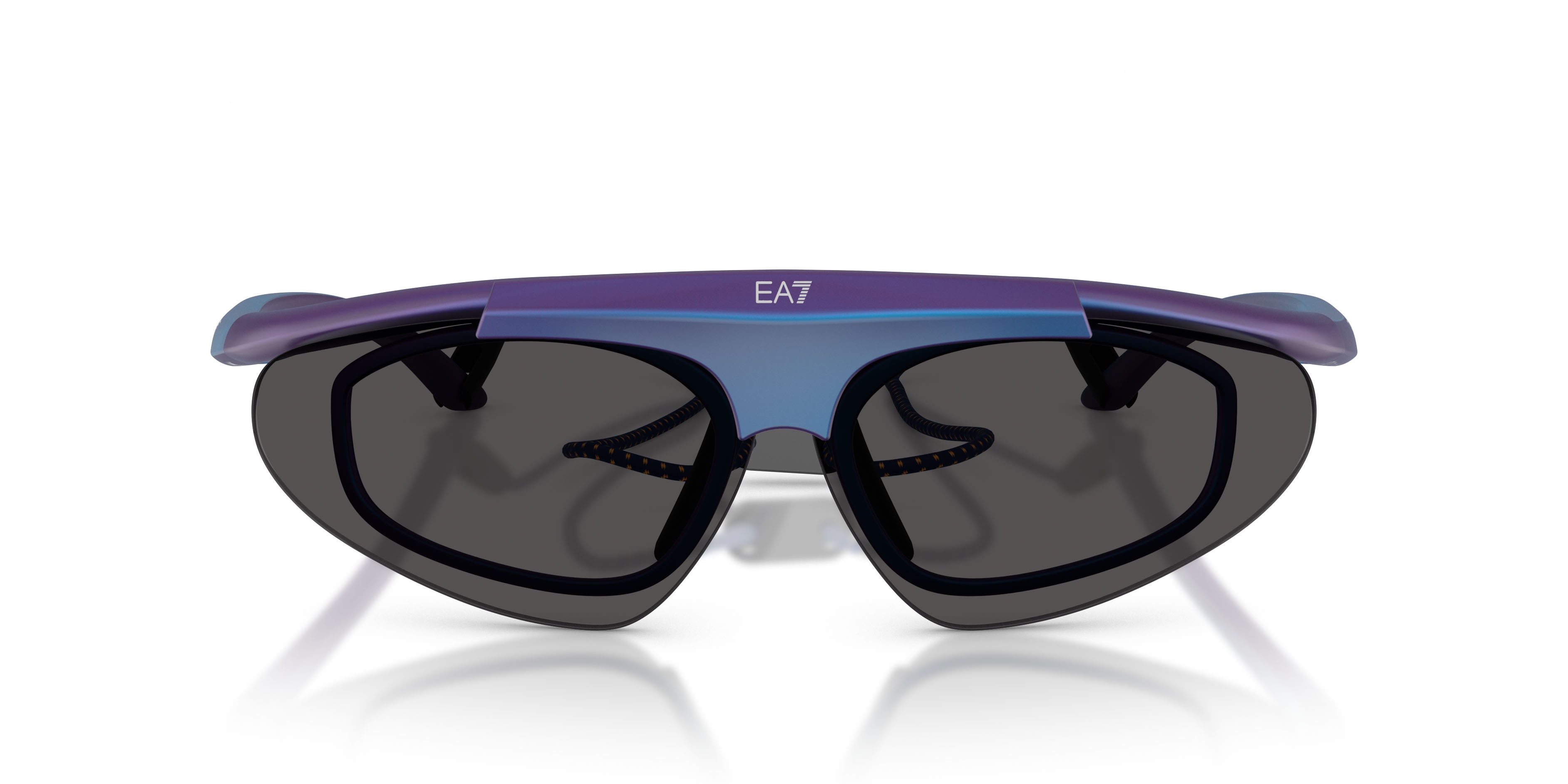 Sunglasses EA7 Q7 4010 (629187) color blu iridiscente shape irregular lenses grigio scuro