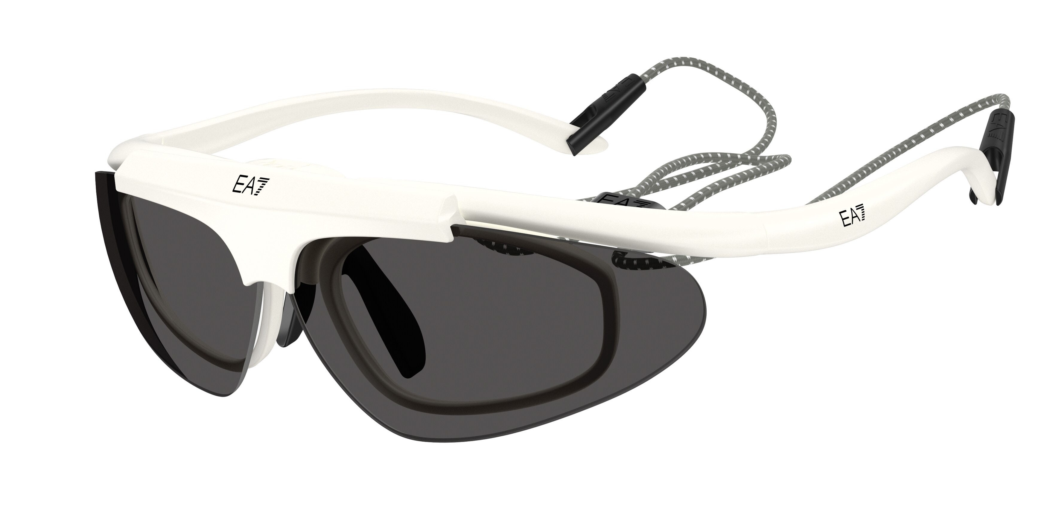 Sunglasses EA7 Q7 4010 (629587) color bianco opaco shape irregular lenses grigio scuro