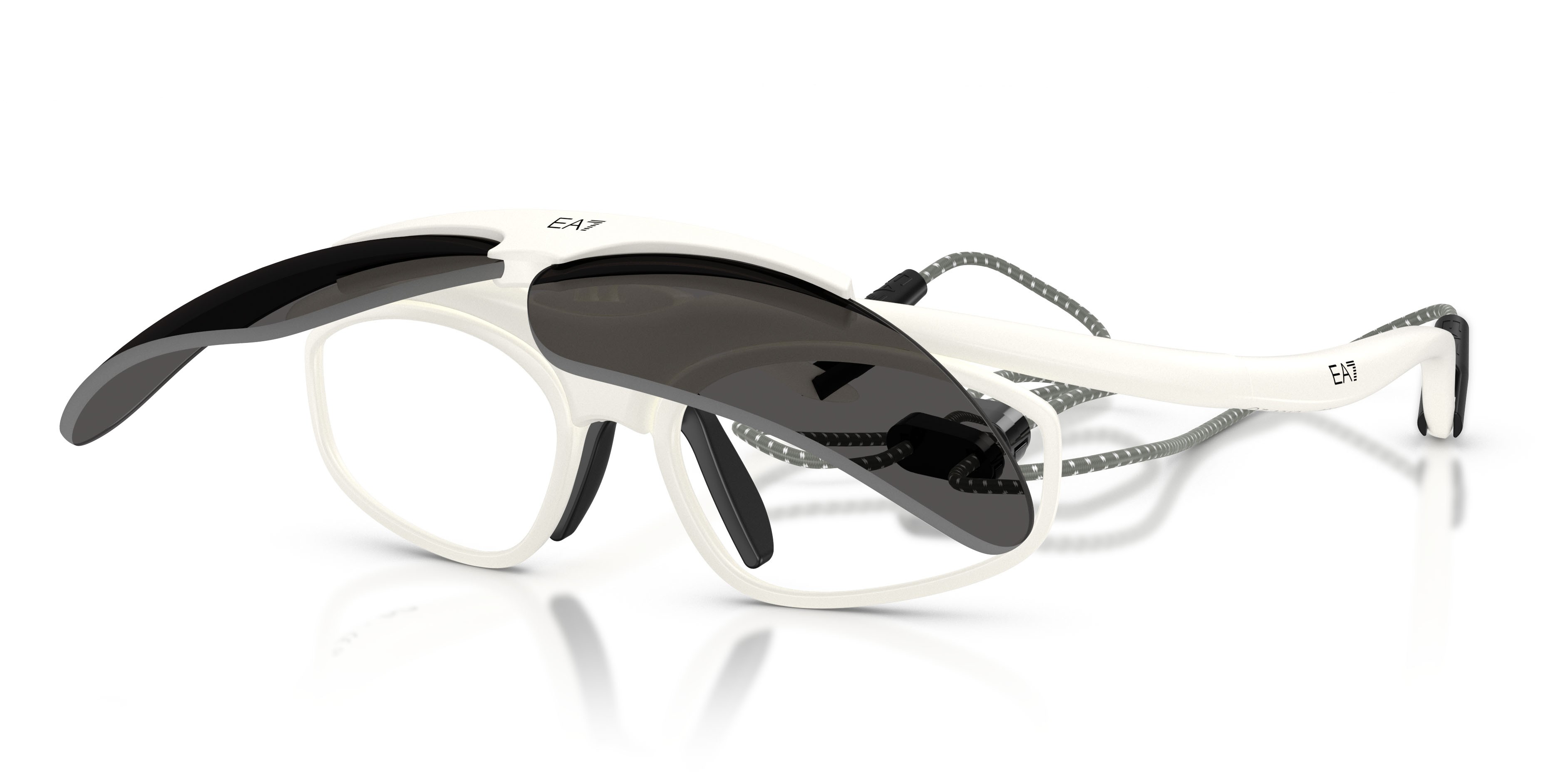 Sunglasses EA7 Q7 4010 (629587) color bianco opaco shape irregular lenses grigio scuro