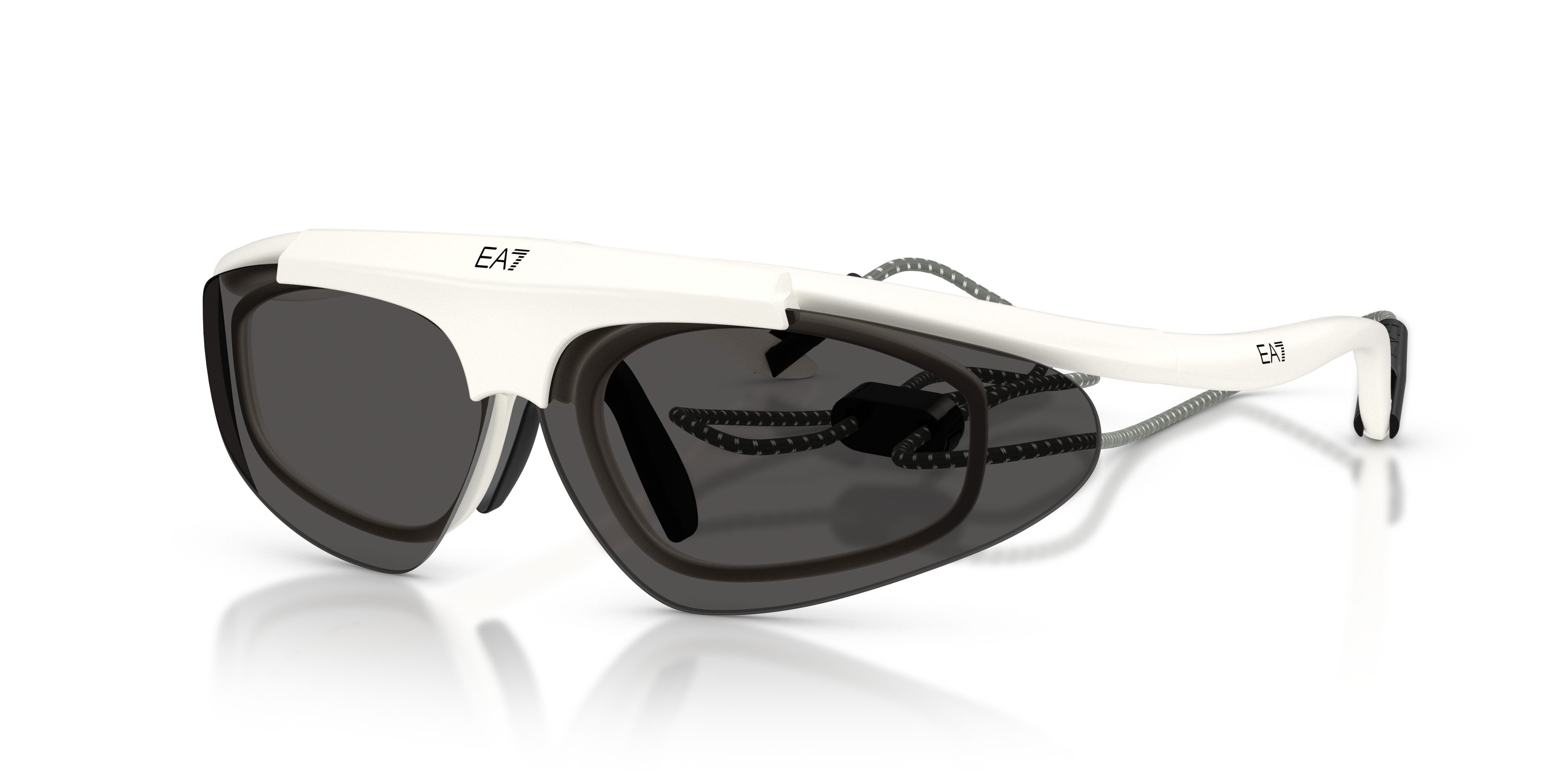 Sunglasses EA7 Q7 4010 (629587) color bianco opaco shape irregular lenses grigio scuro