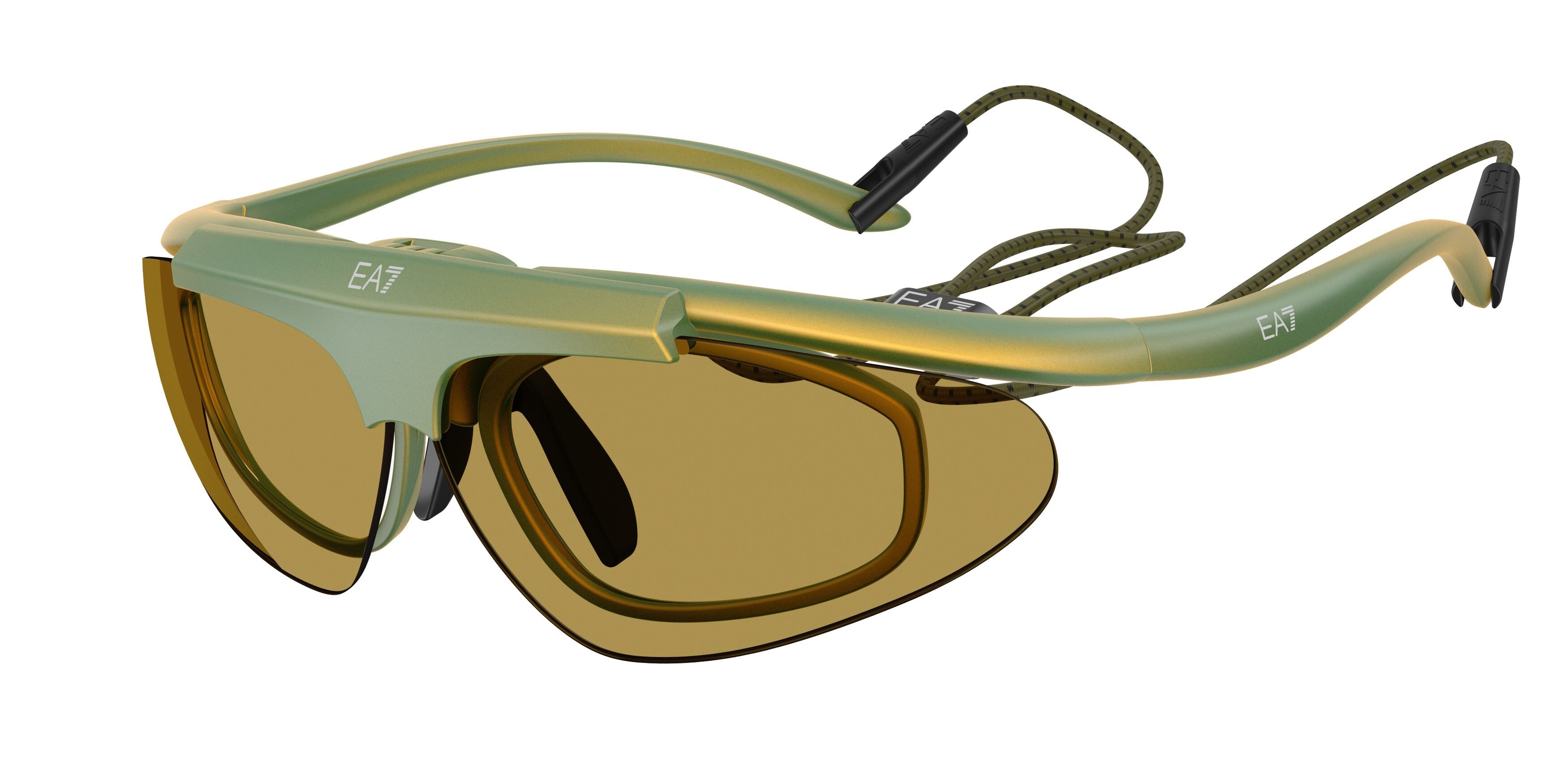 Sunglasses EA7 Q7 4010 (6349/2) color giallo iridescente shape irregular lenses verde