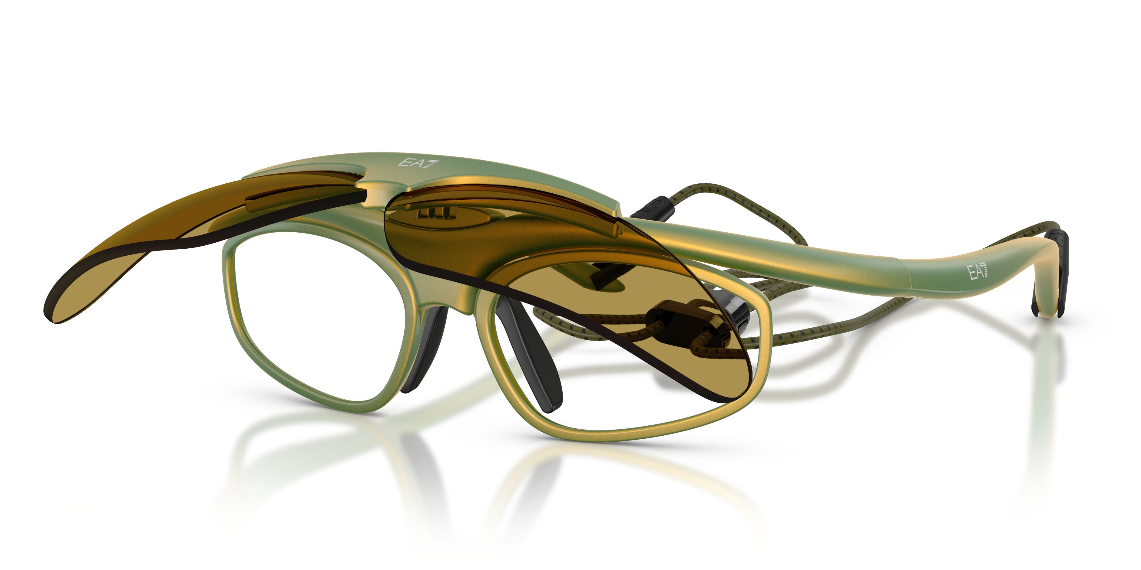 Sunglasses EA7 Q7 4010 (6349/2) color giallo iridescente shape irregular lenses verde
