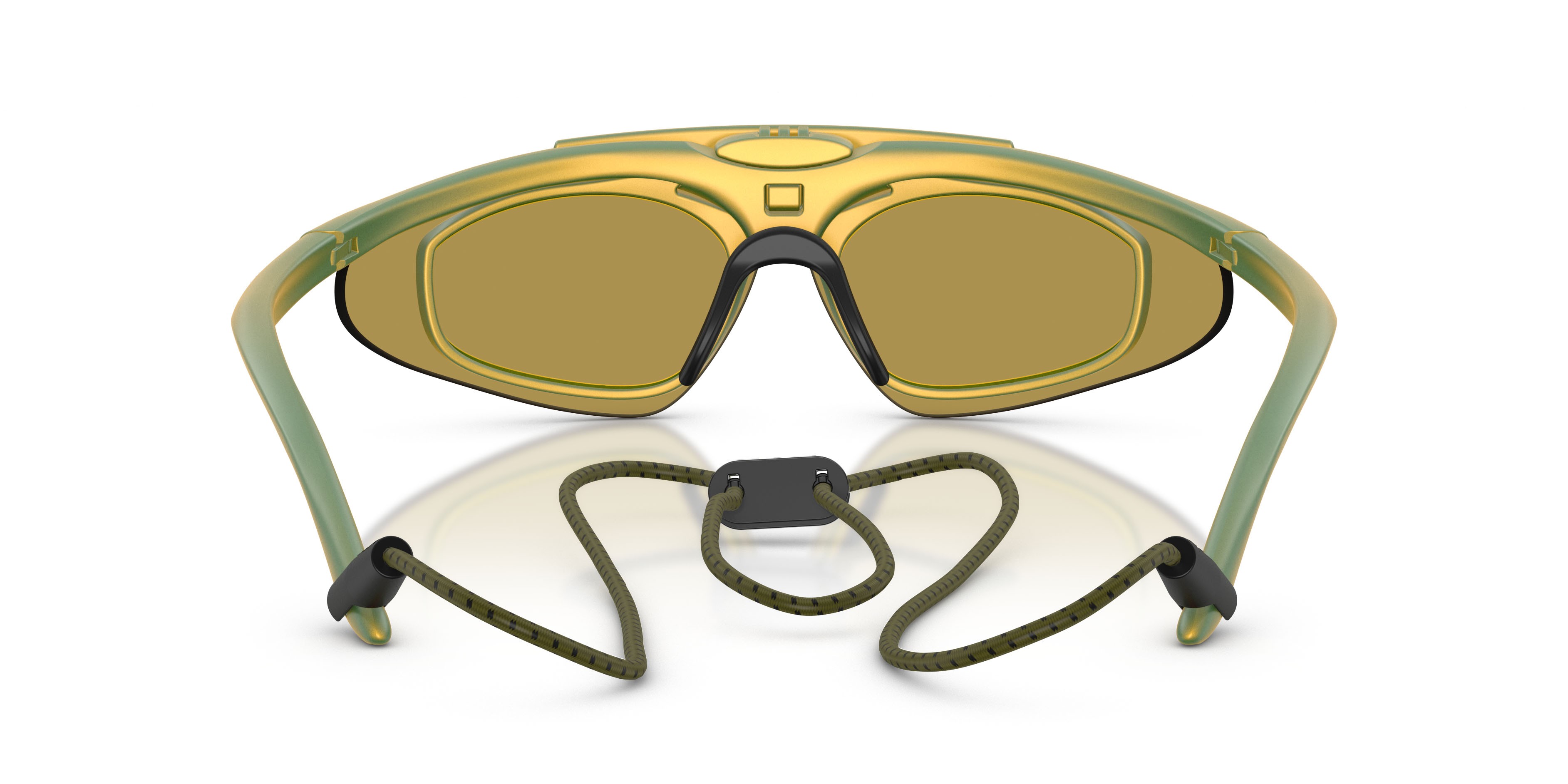 Sunglasses EA7 Q7 4010 (6349/2) color giallo iridescente shape irregular lenses verde