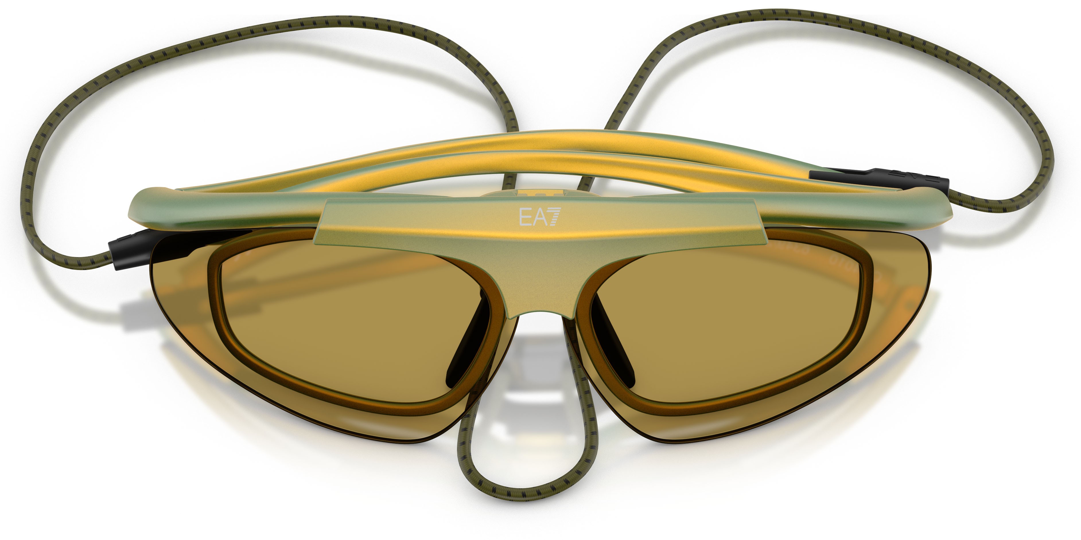 Sunglasses EA7 Q7 4010 (6349/2) color giallo iridescente shape irregular lenses verde