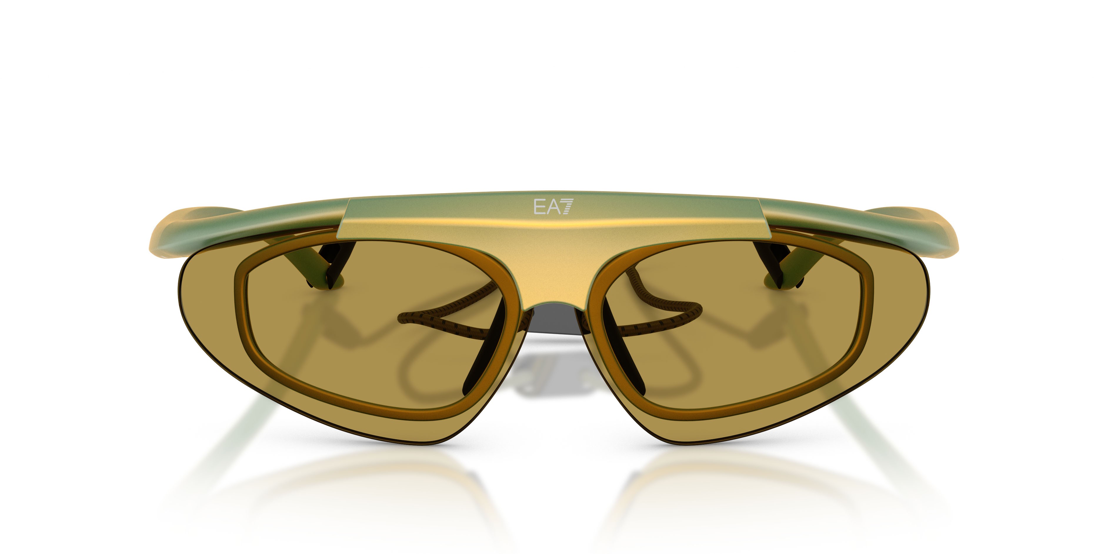Sunglasses EA7 Q7 4010 (6349/2) color giallo iridescente shape irregular lenses verde
