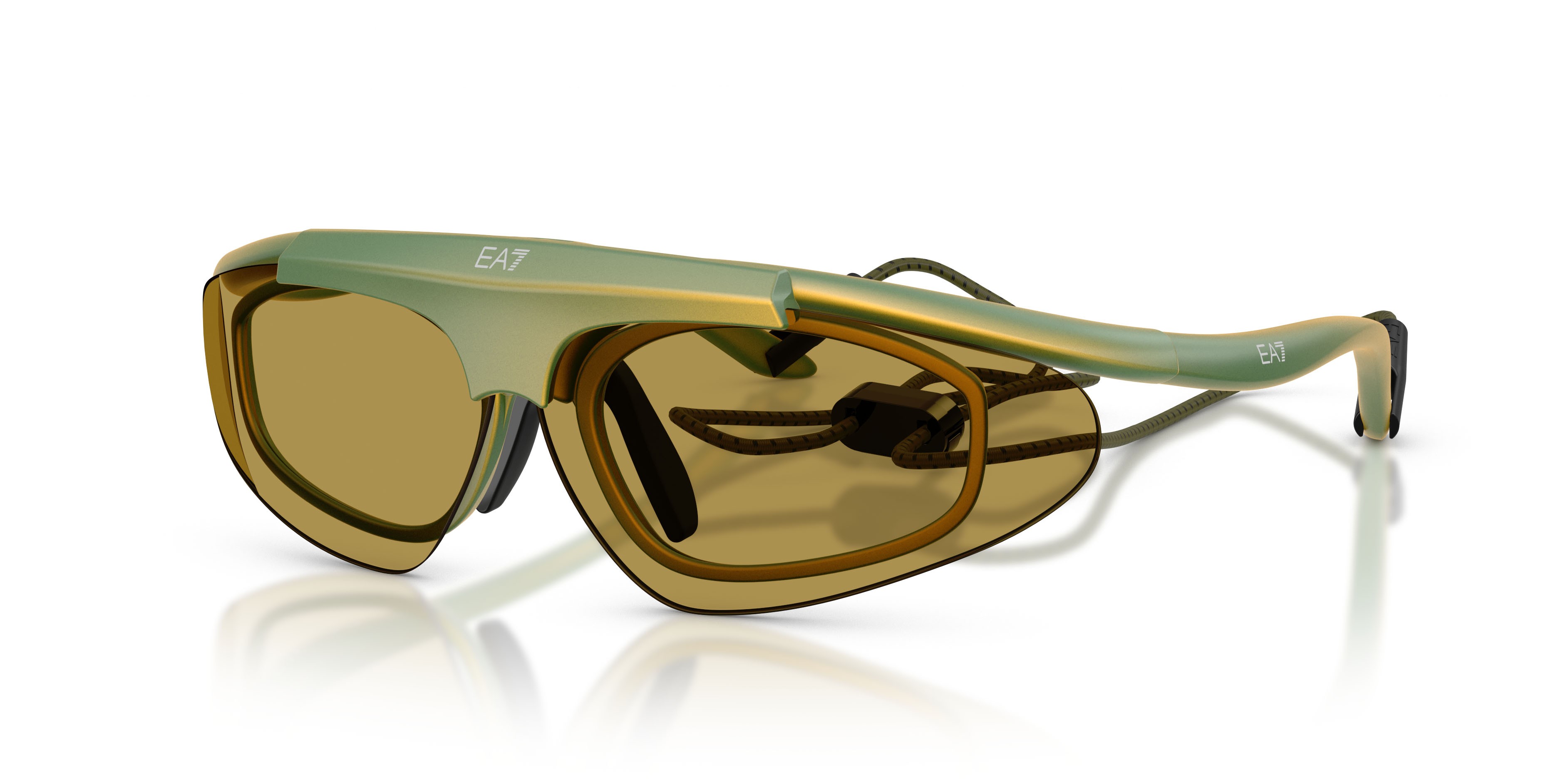 Sunglasses EA7 Q7 4010 (6349/2) color giallo iridescente shape irregular lenses verde