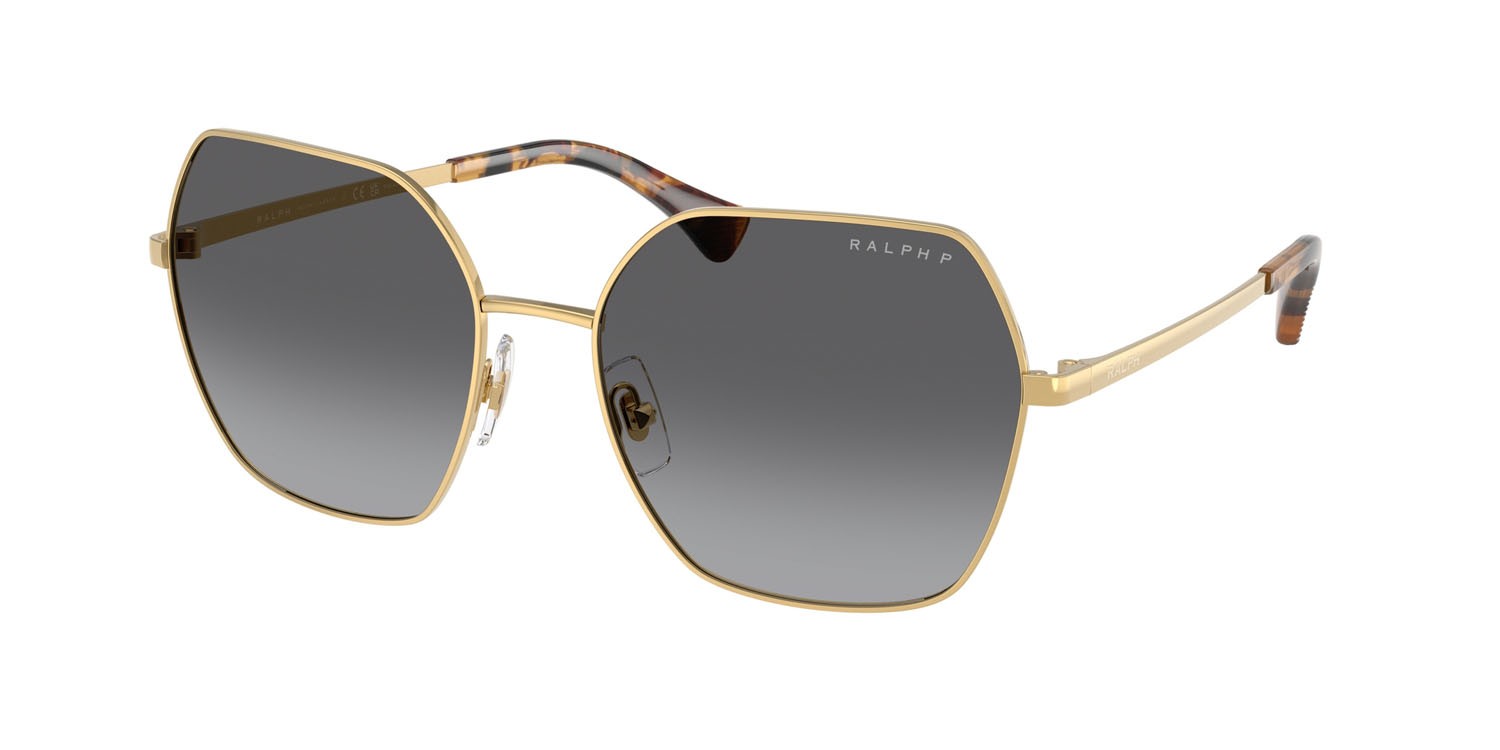 Sunglasses Ralph RA 4138 (9004T3) color oro lucido shape square lenses polar grigia sfumata