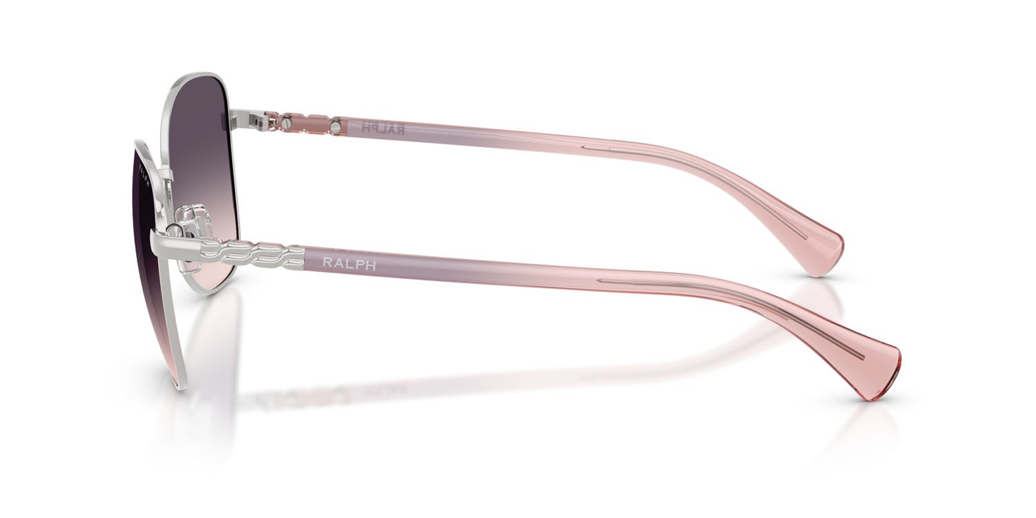 Sunglasses Ralph RA 4147 (900136) color argento lucido shape butterfly lenses lilla rosa sfumato