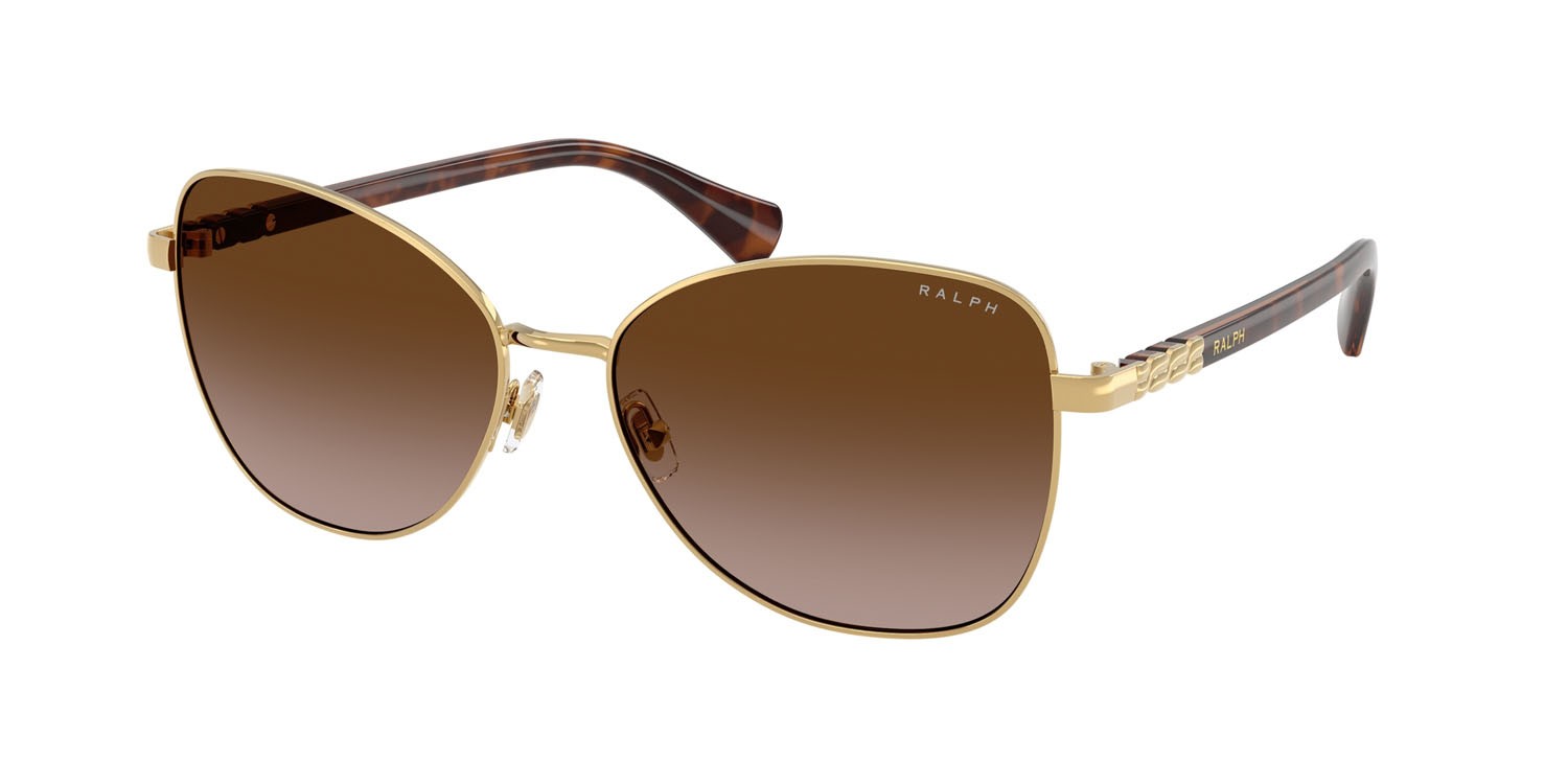 Sunglasses Ralph RA 4147 (900413) color oro lucido shape butterfly lenses marrone sfumato