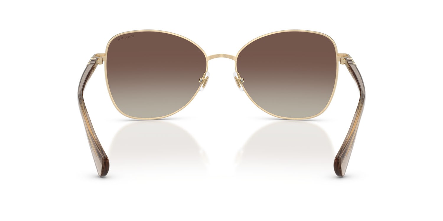 Sunglasses Ralph RA 4147 (9116B8) color oro pallido shape butterfly lenses marrone sfumato specchiato