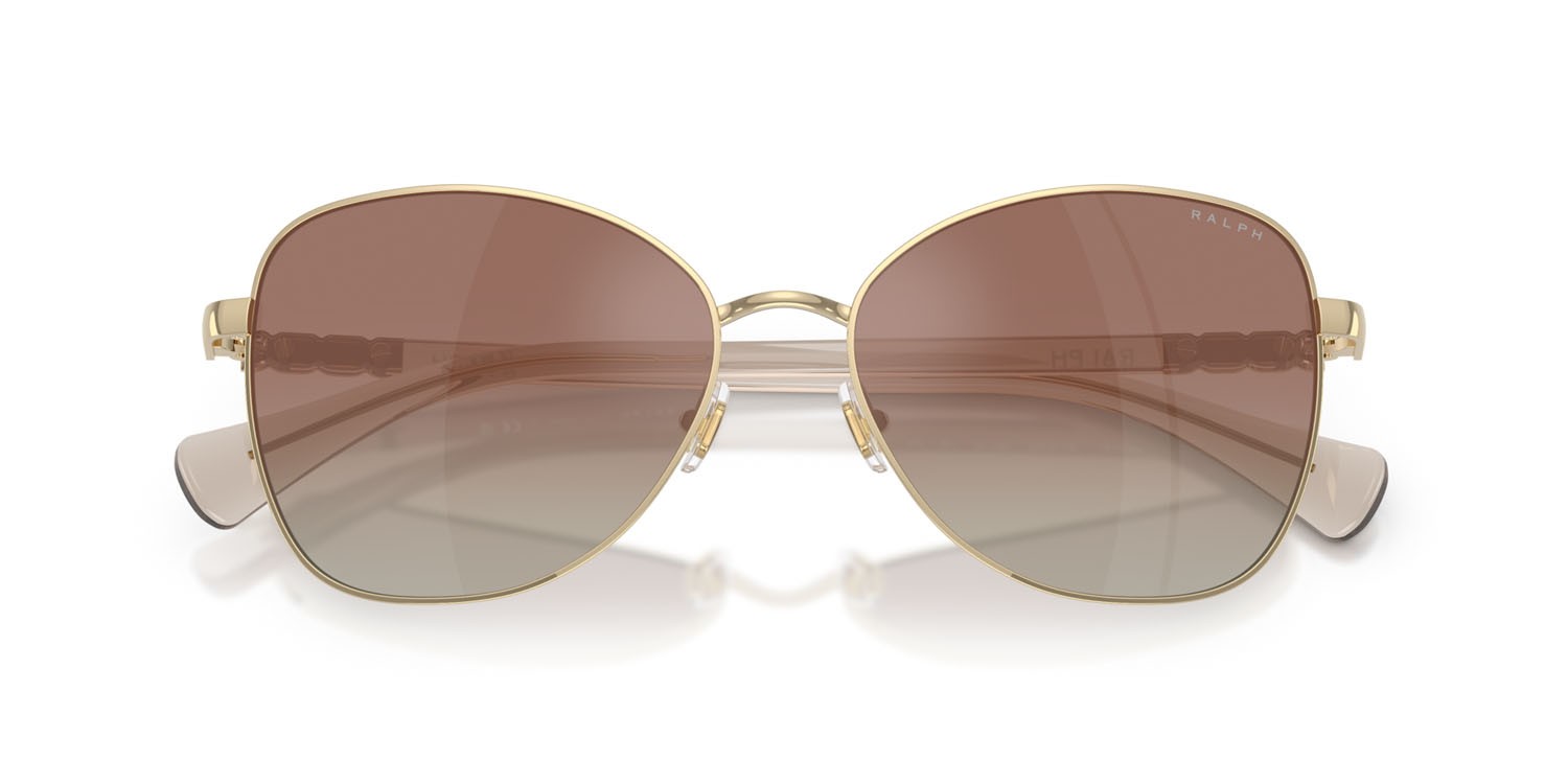 Sunglasses Ralph RA 4147 (9116B8) color oro pallido shape butterfly lenses marrone sfumato specchiato