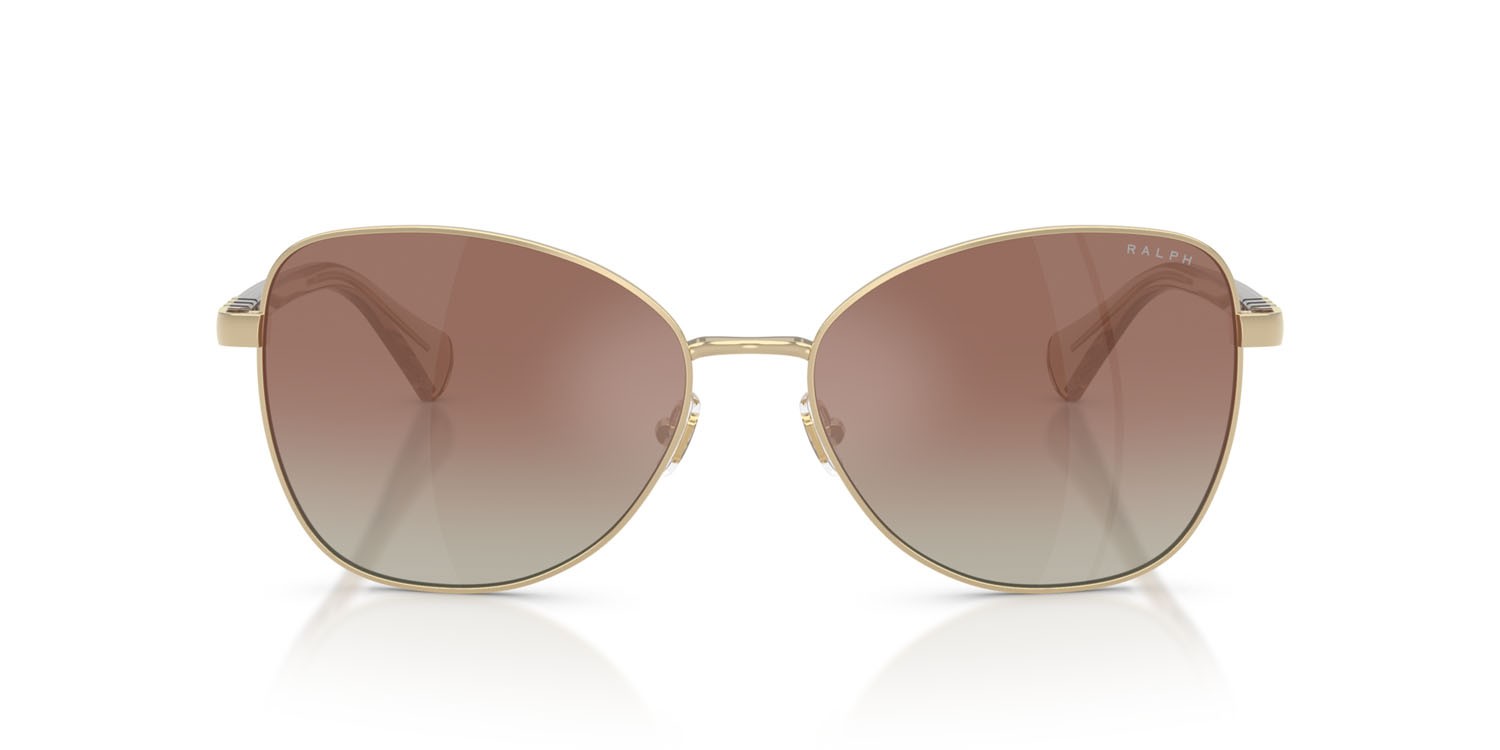 Sunglasses Ralph RA 4147 (9116B8) color oro pallido shape butterfly lenses marrone sfumato specchiato