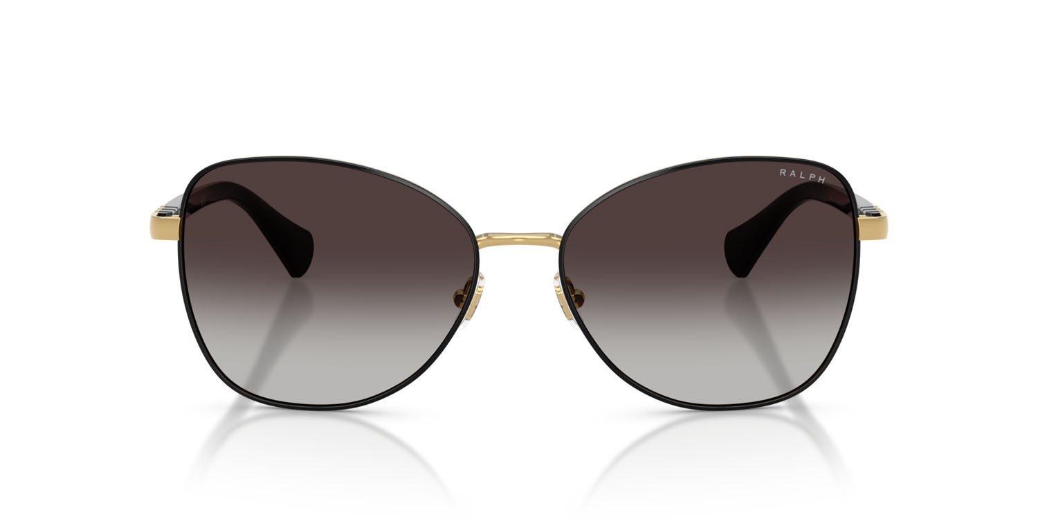 Sunglasses Ralph RA 4147 (94438G) color nero lucido shape butterfly lenses sfumato grigio