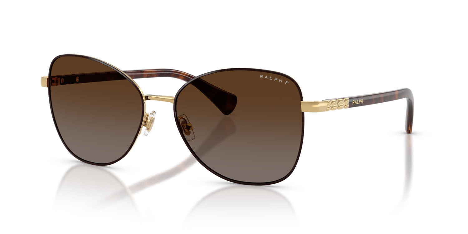 Occhiali da sole Ralph RA 4147 (9484T5) colore marrone lucido forma farfalla lenti polarizzata marrone sfumato
