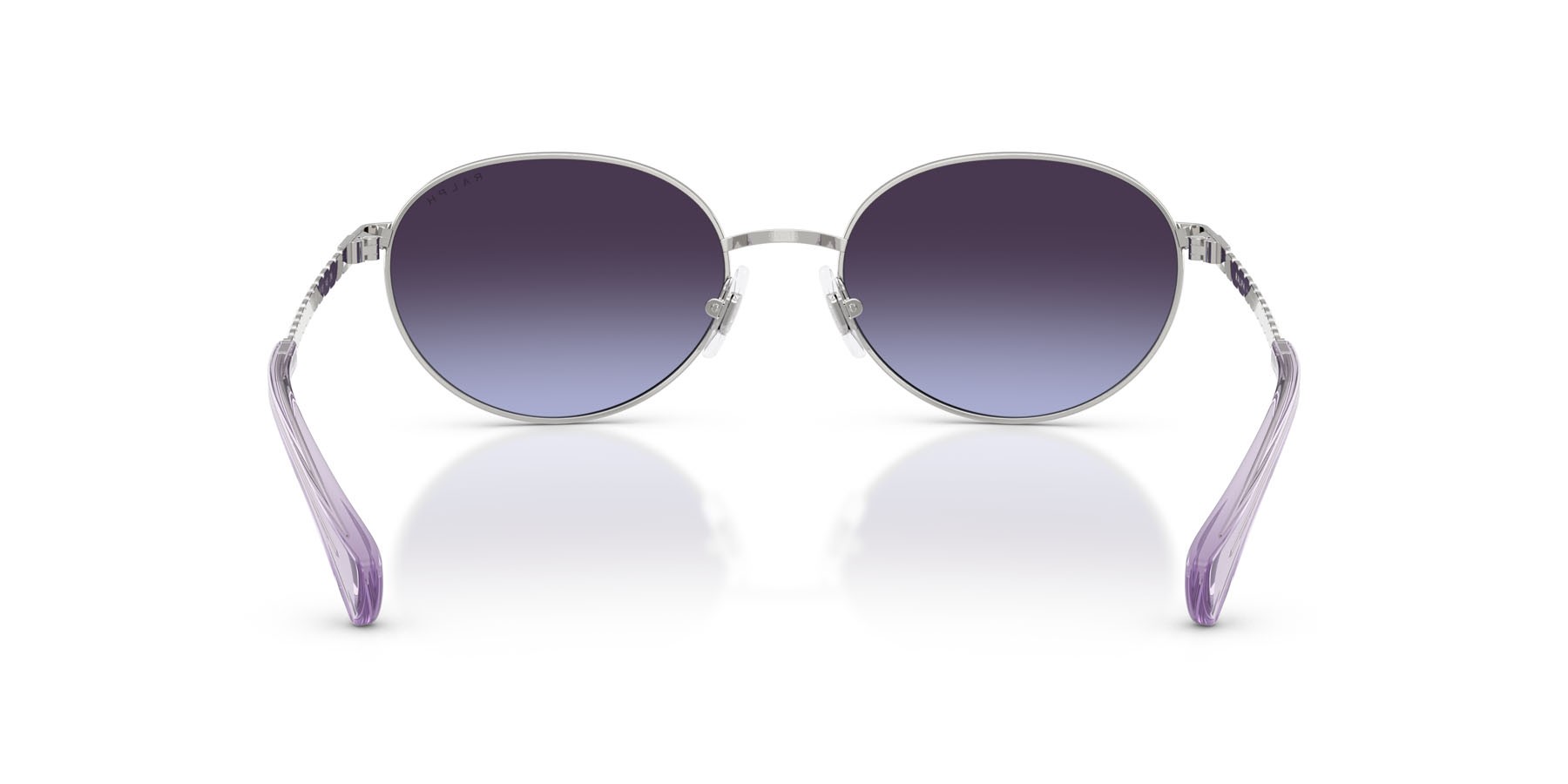 Sunglasses Ralph RA 4148 (90014Q) color argento lucido shape oval lenses azzurro sfumato blu